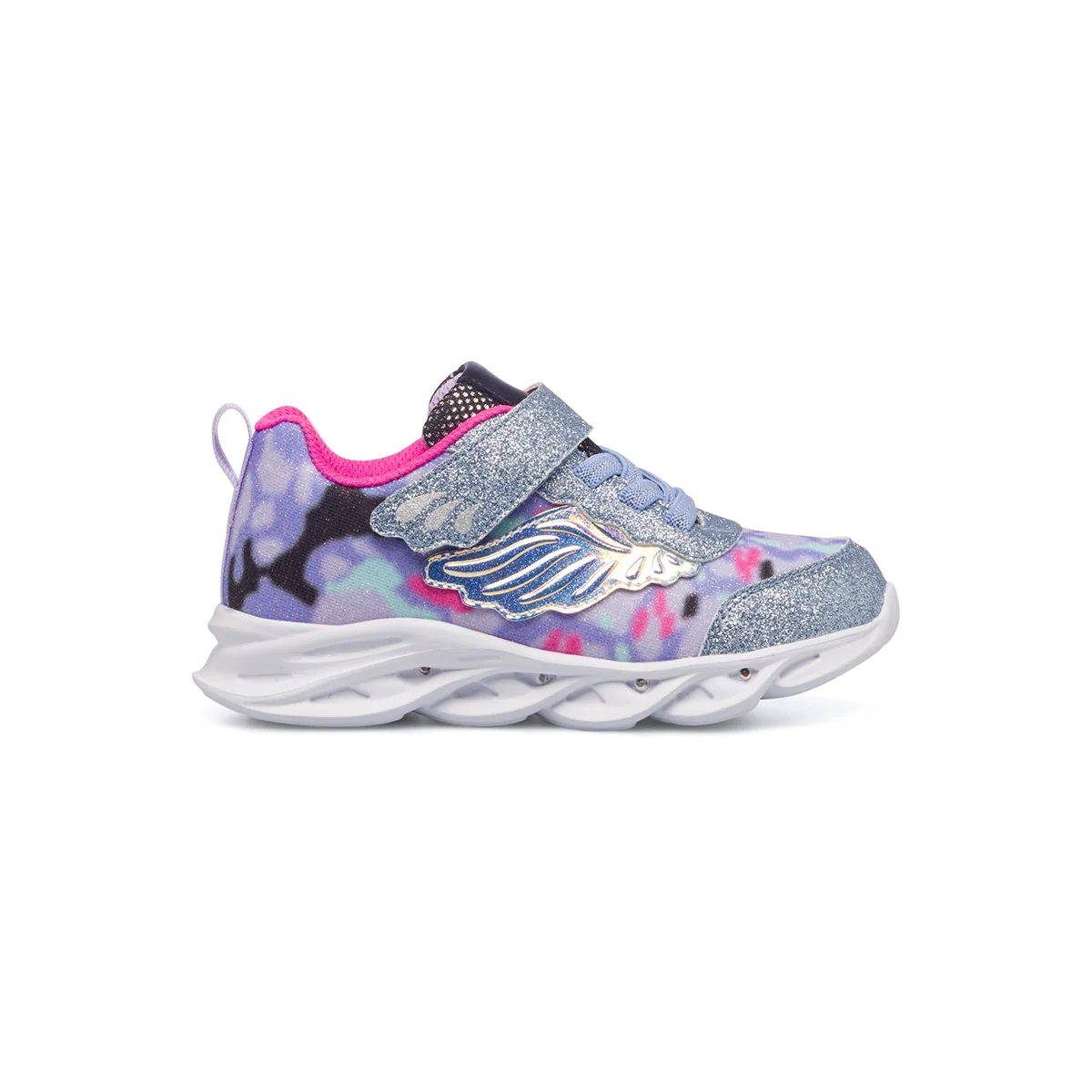 Sneakers argento e lilla da bambina con luci nella suola Le scarpe di Alice