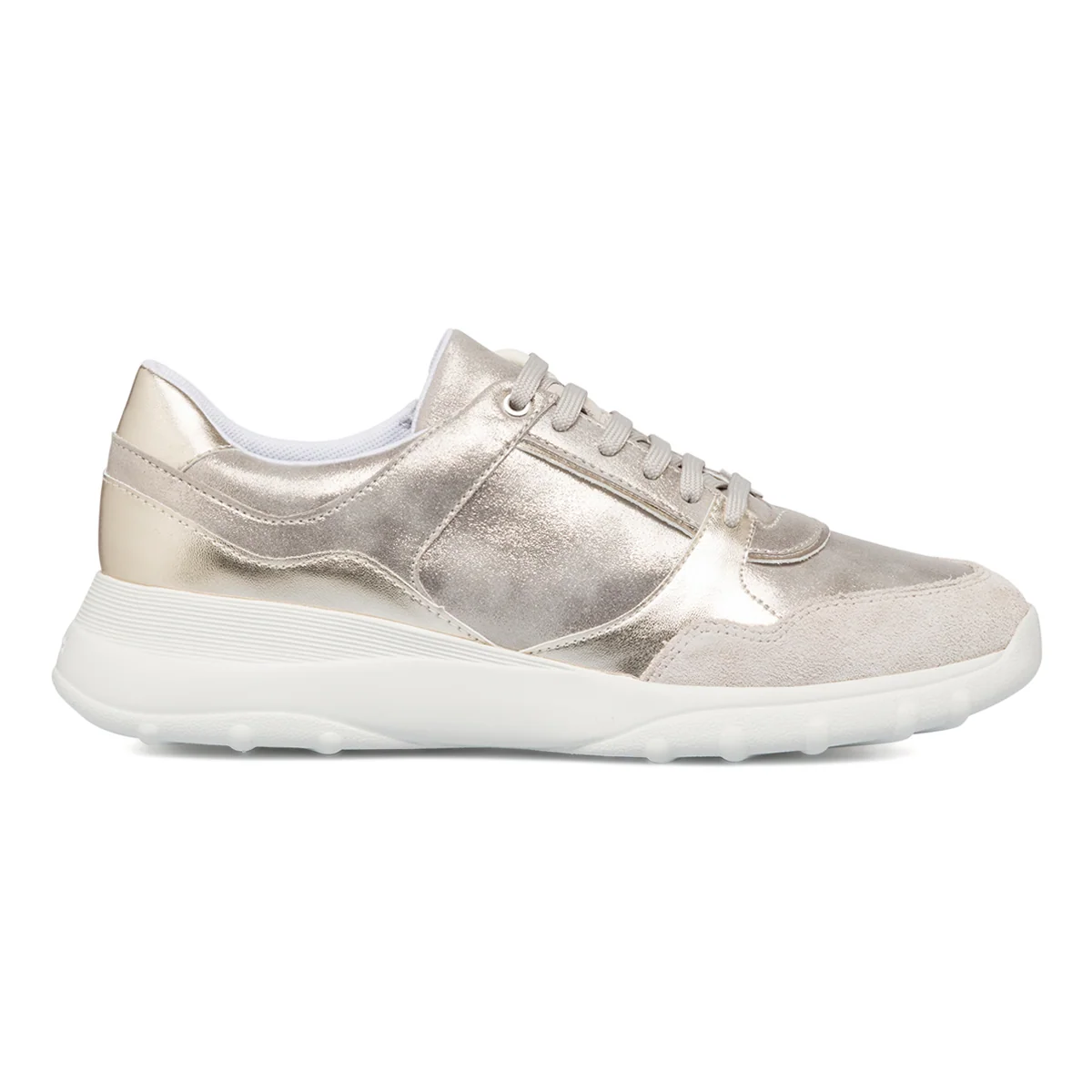 Sneakers argento metallizzate da donna Geox Alleniee