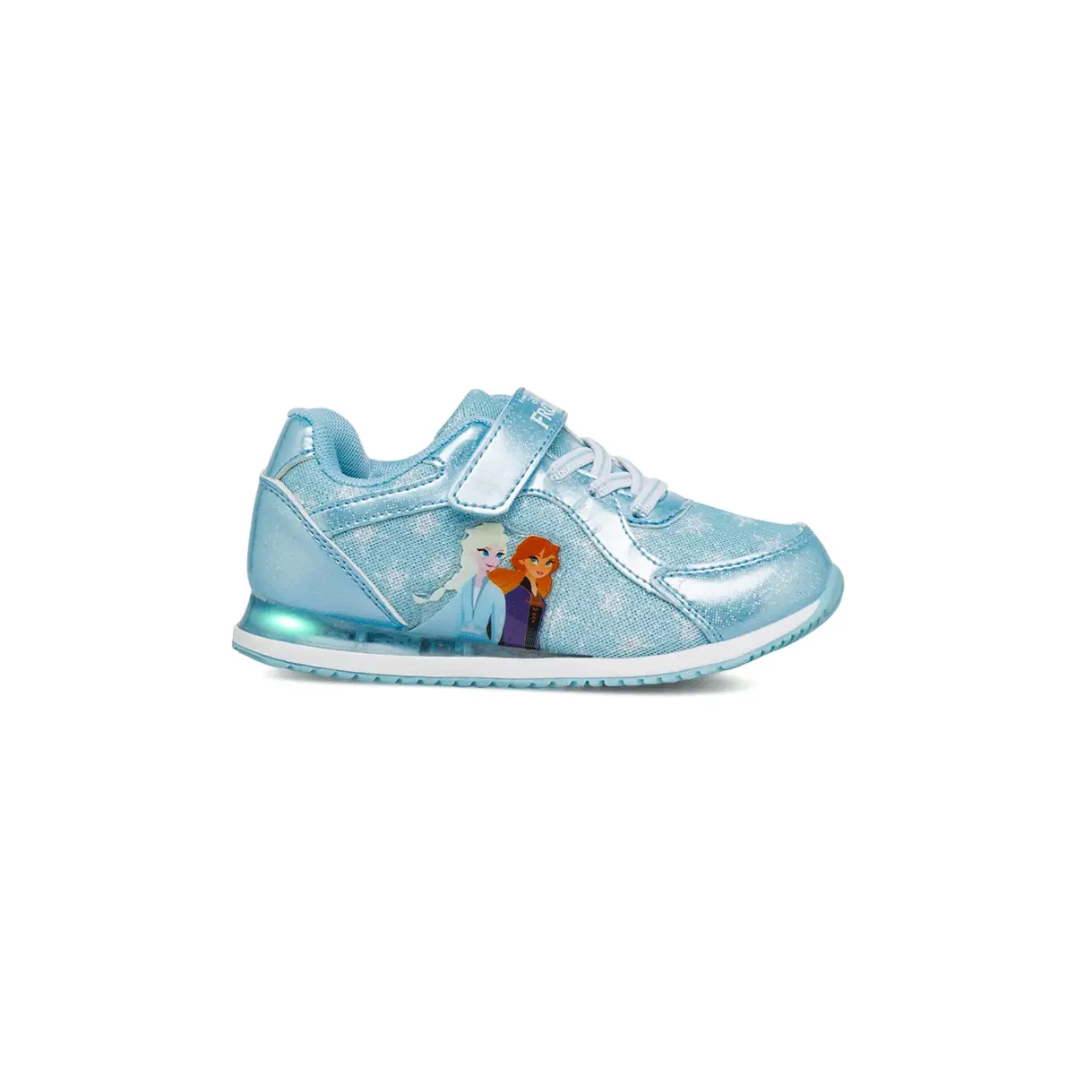 Sneakers Azzurre da Bambina con Luci nella Suola e stampa Frozen