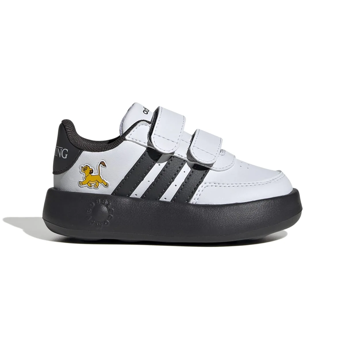 Sneakers bambino primi passi nere e bianche con stampa laterale adidas Breaknet Re Leone
