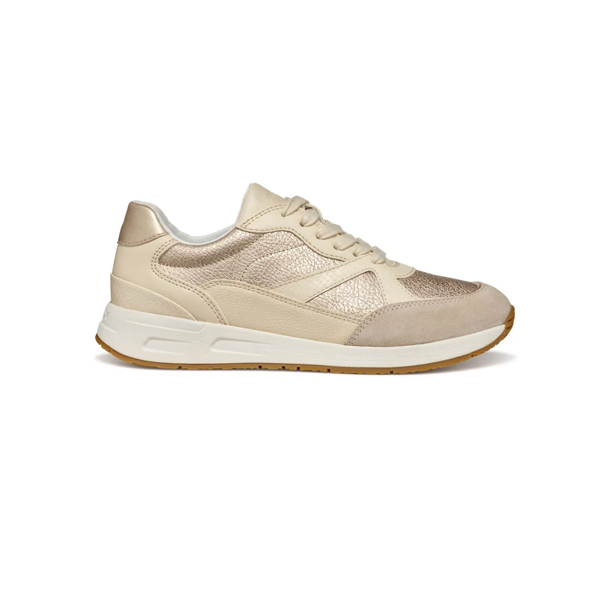 Sneakers beige da Donna con dettagli effetto scamosciato e suola traspirante Geox