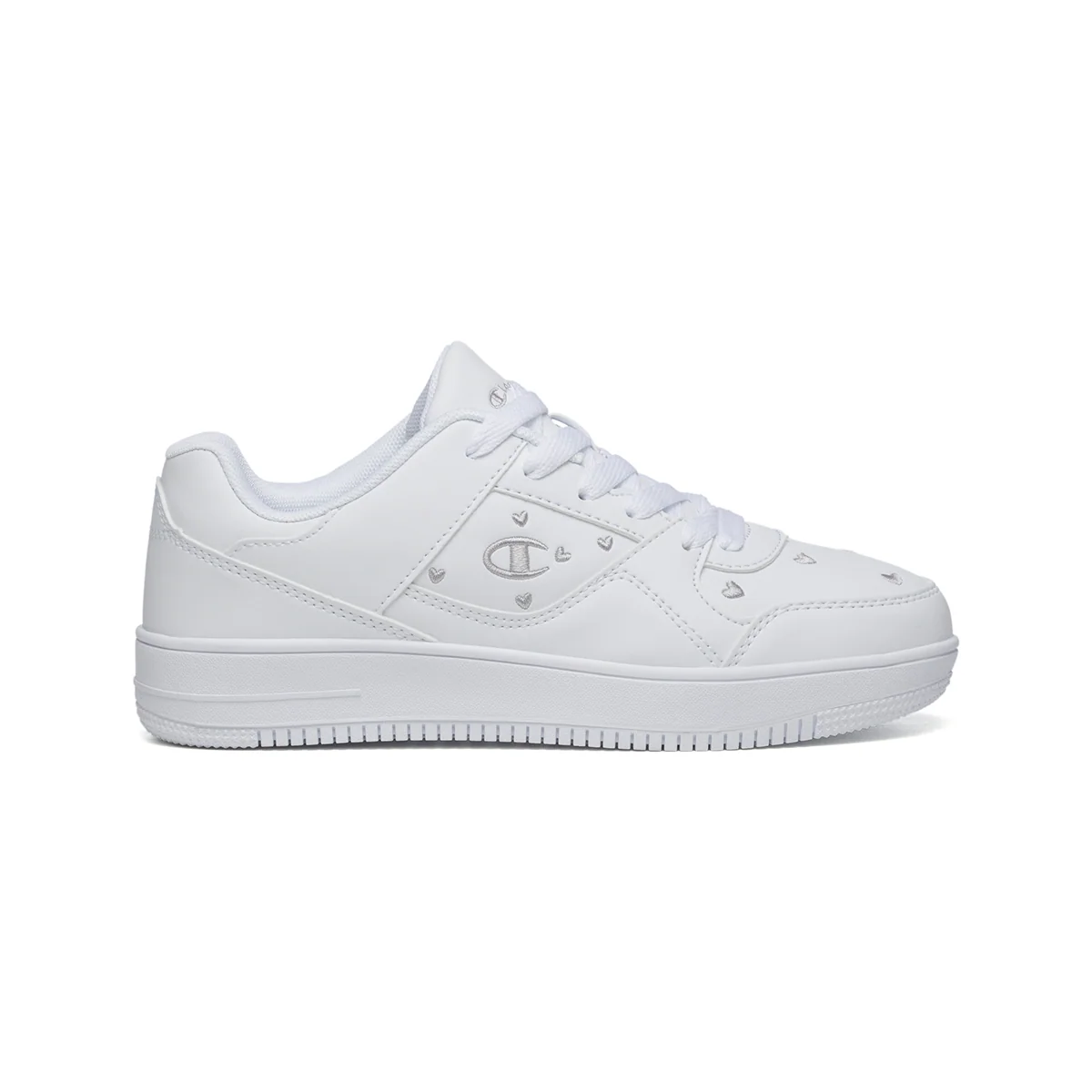 Sneakers bianche con cuoricini argento Champion Rebound Low B Gs