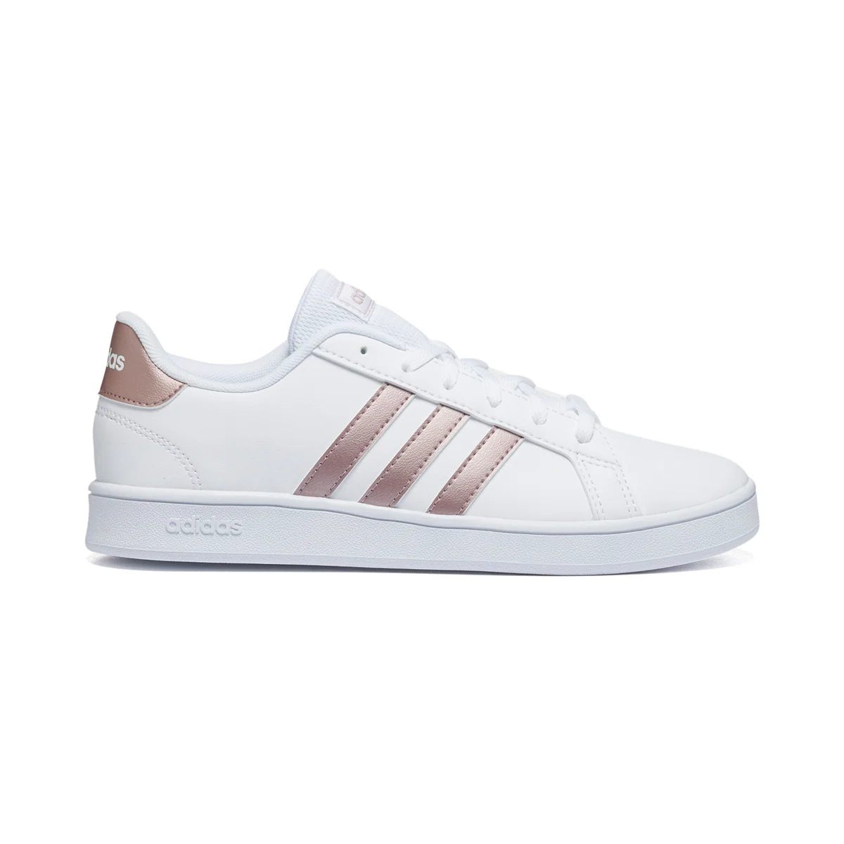 Sneakers bianche con strisce laterali a contrasto adidas Grand Court K