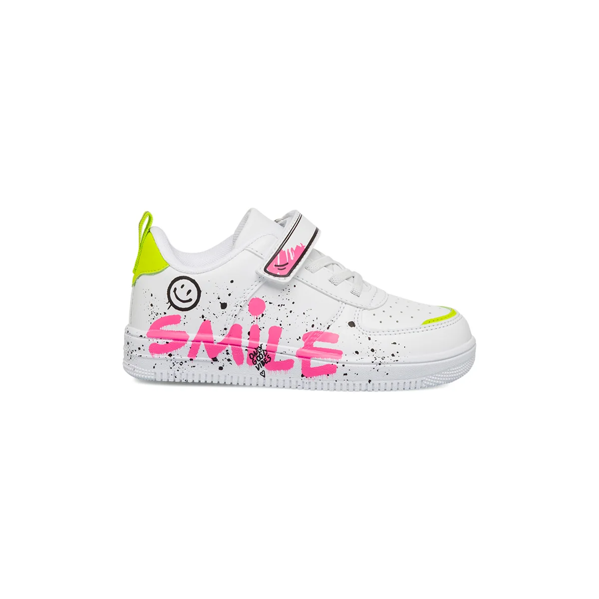 Sneakers bianche da bambina con dettagli rosa e gialli 10 Baci