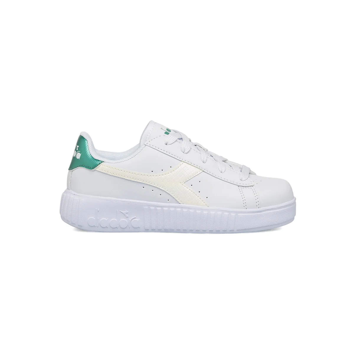 Sneakers bianche da bambina con dettaglio turchese Diadora Game Step PS