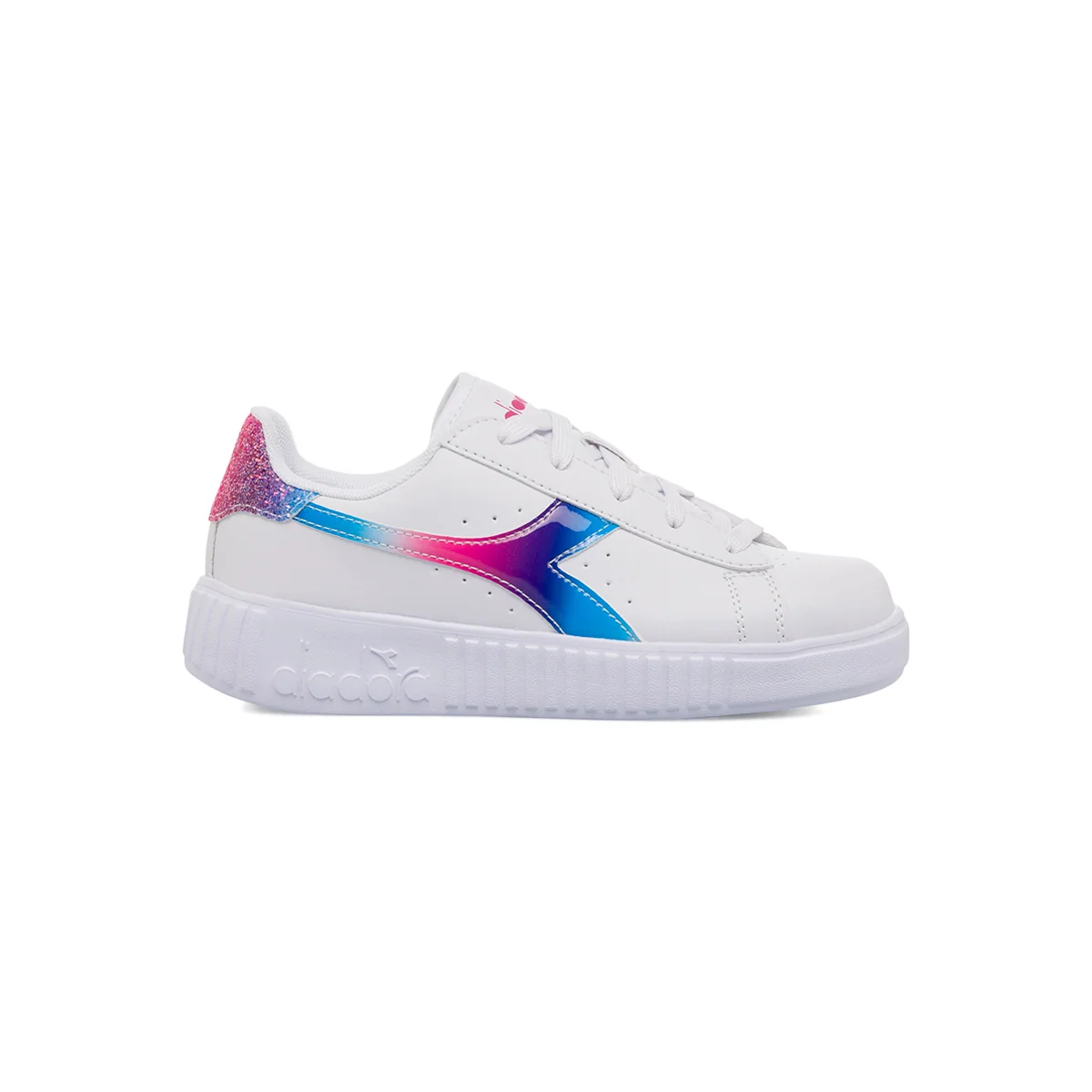 Sneakers bianche da bambina con logo arcobaleno Diadora Game Step Bloom PS