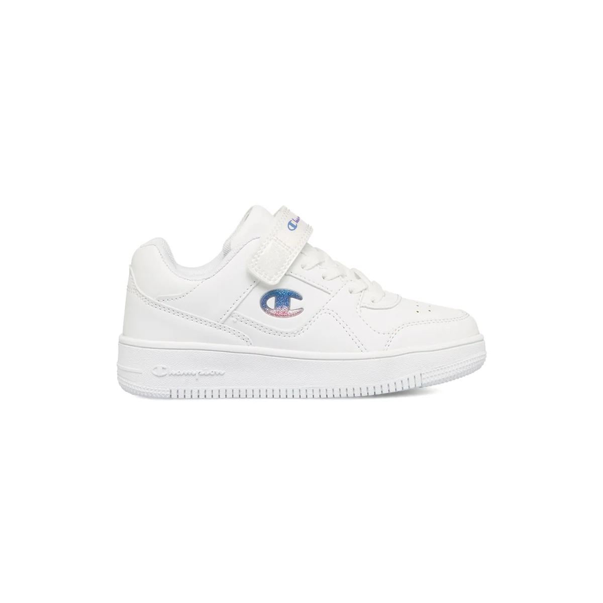 Sneakers bianche da bambina con logo glitterato Champion Rebound Low G Ps