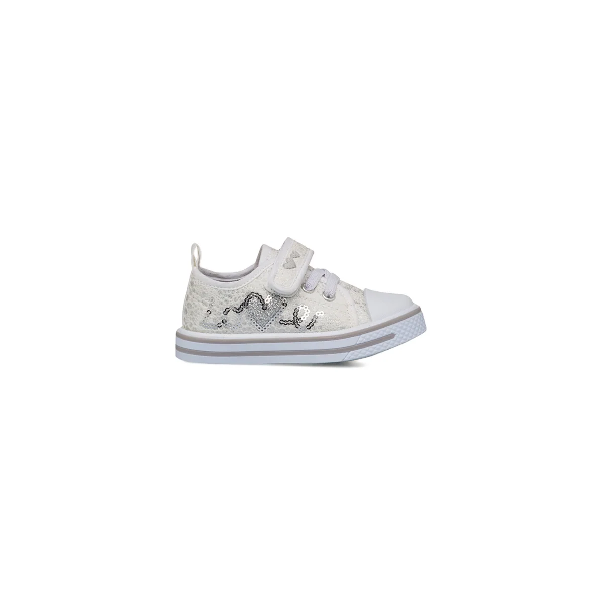 Sneakers bianche da bambina con paillettes argento Le scarpe di Alice