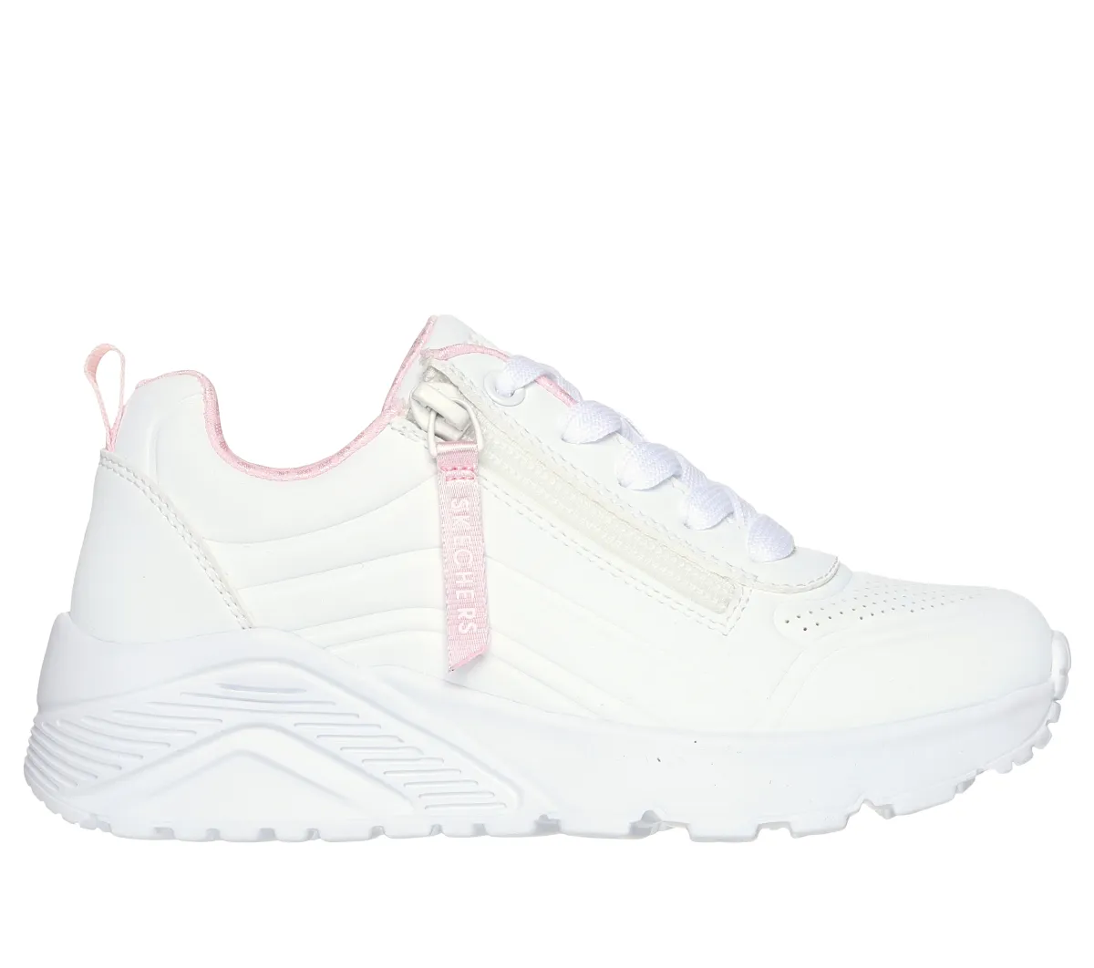 Sneakers bianche da bambina con soletta Memory Foam Skechers Uno Lite - Easy Zip