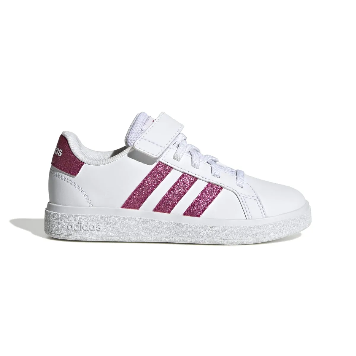 Sneakers bianche da bambina con strisce a contrasto adidas Grand Court 2.0 El K