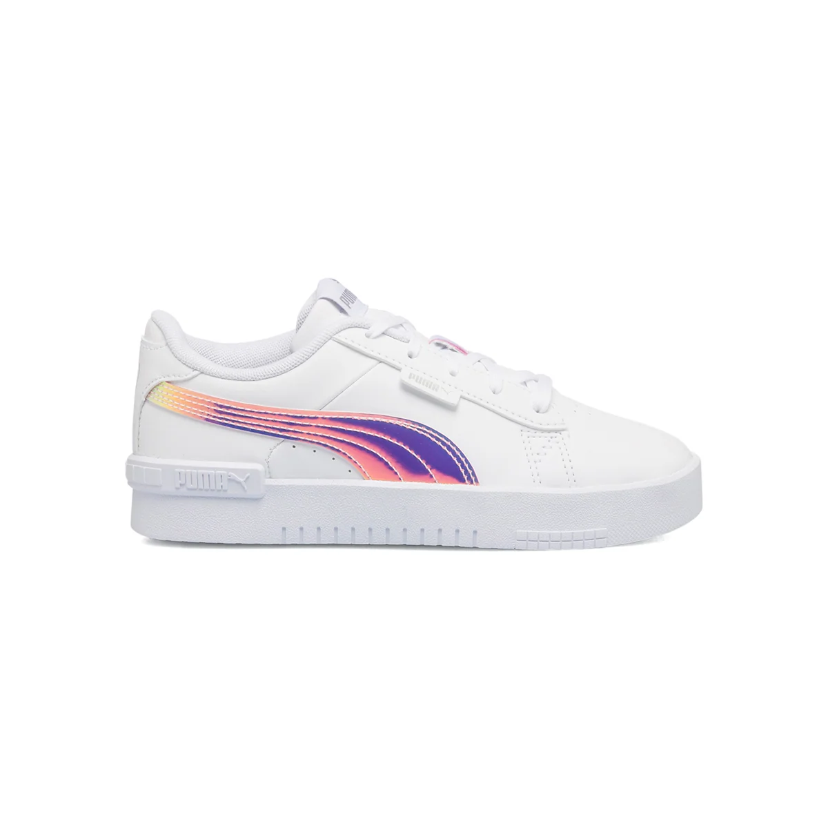 Sneakers bianche da bambina con striscia effetto laminato Puma Jada Holo PS