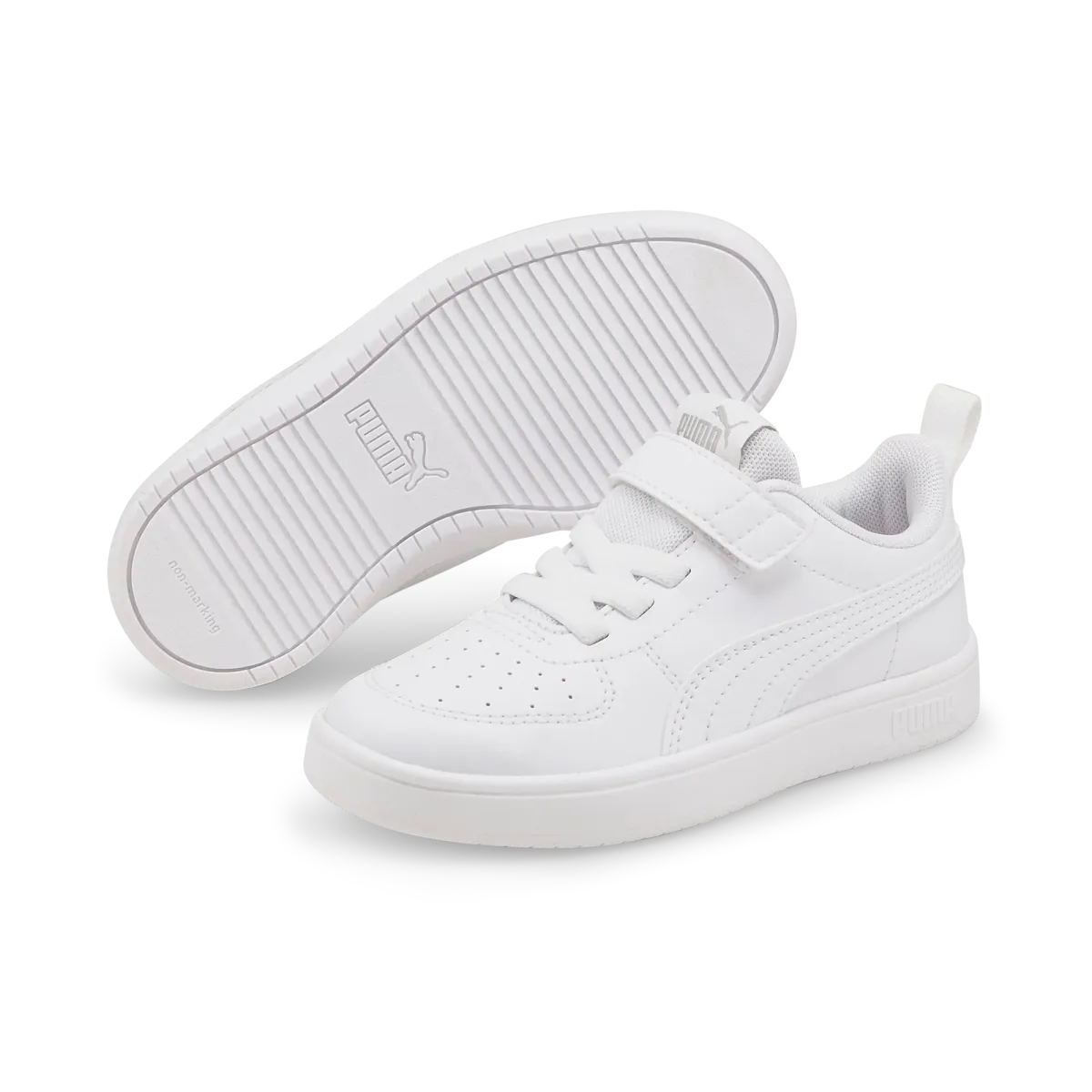 Sneakers bianche da bambina con velcro e lacci Puma Rickie AC+ PS
