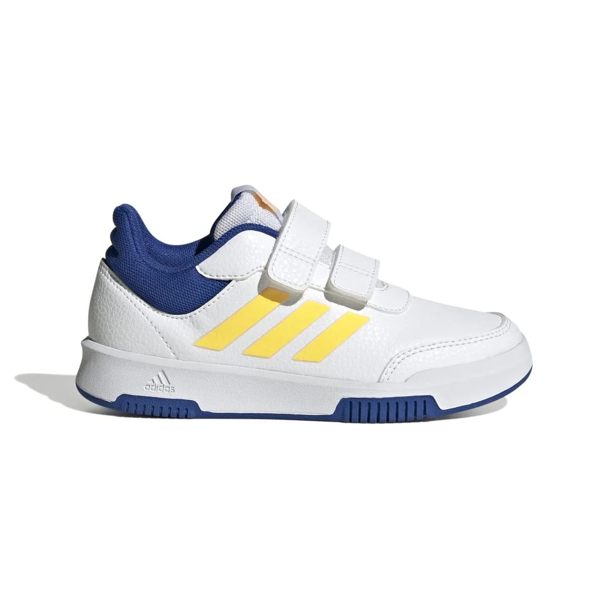 Sneakers bianche da bambino con dettagli blu e gialli adidas Tensaur Sport 2.0 CF K