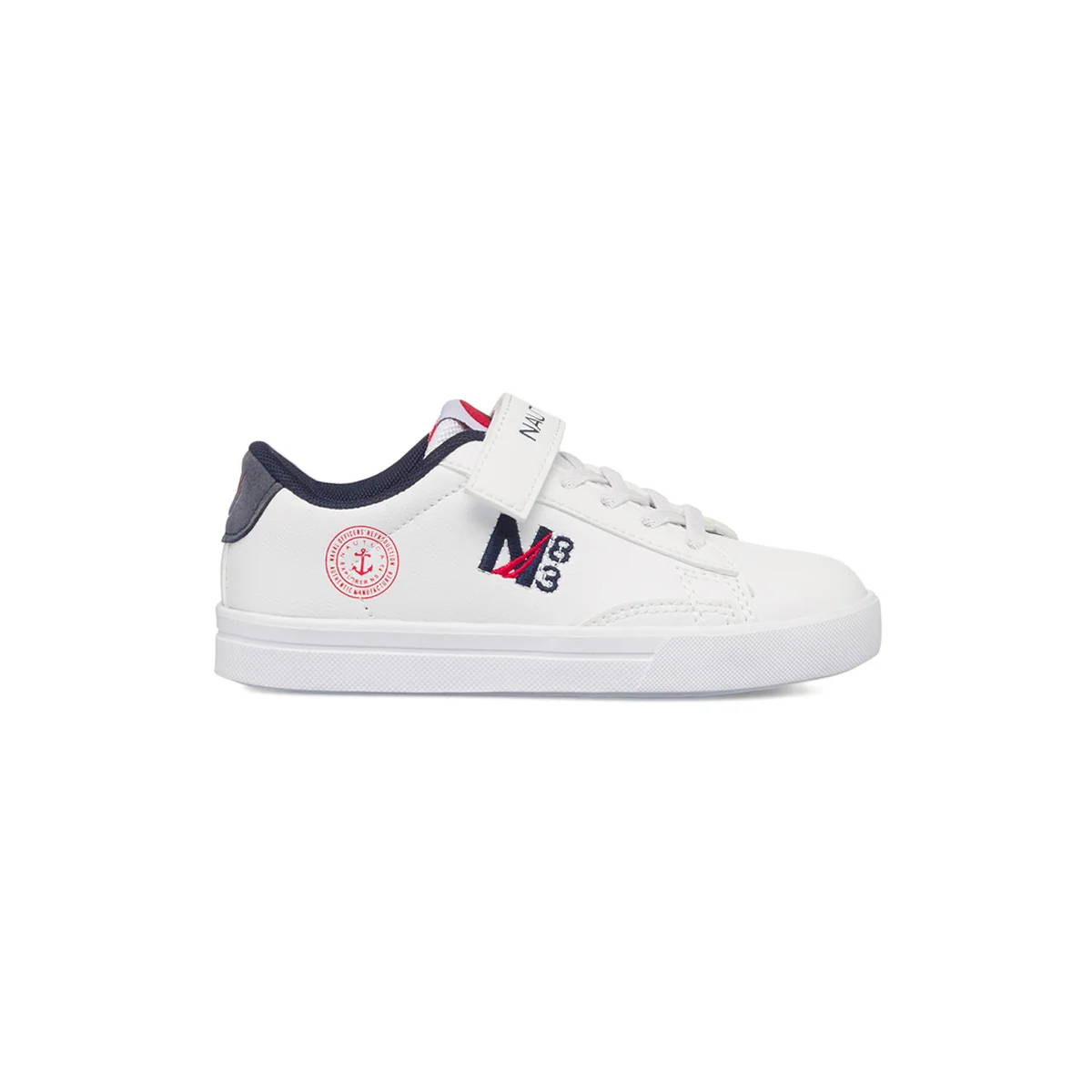 Sneakers bianche da bambino con logo laterale Nautica