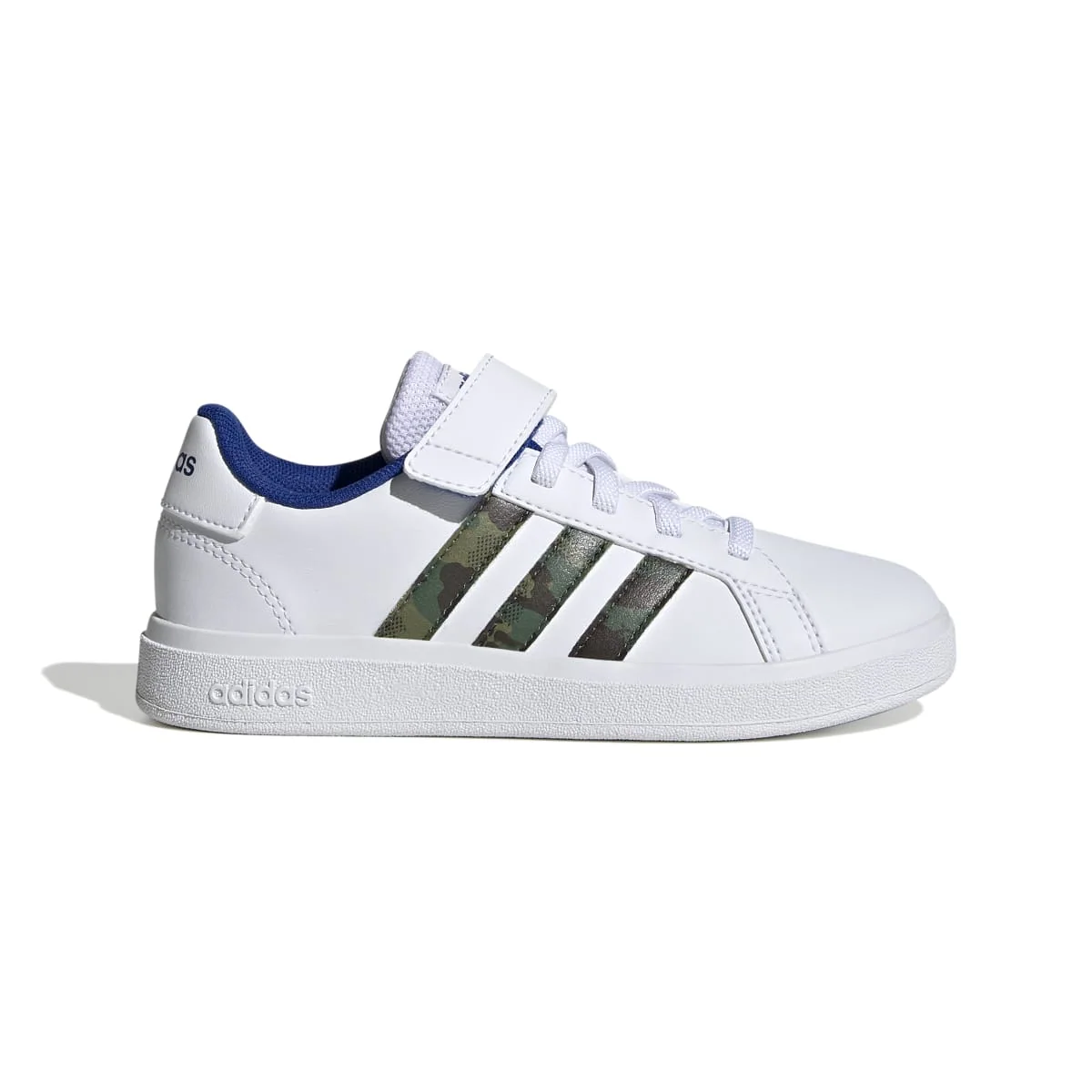 Sneakers bianche da bambino con strisce camouflage adidas Grand Court 2.0 El K