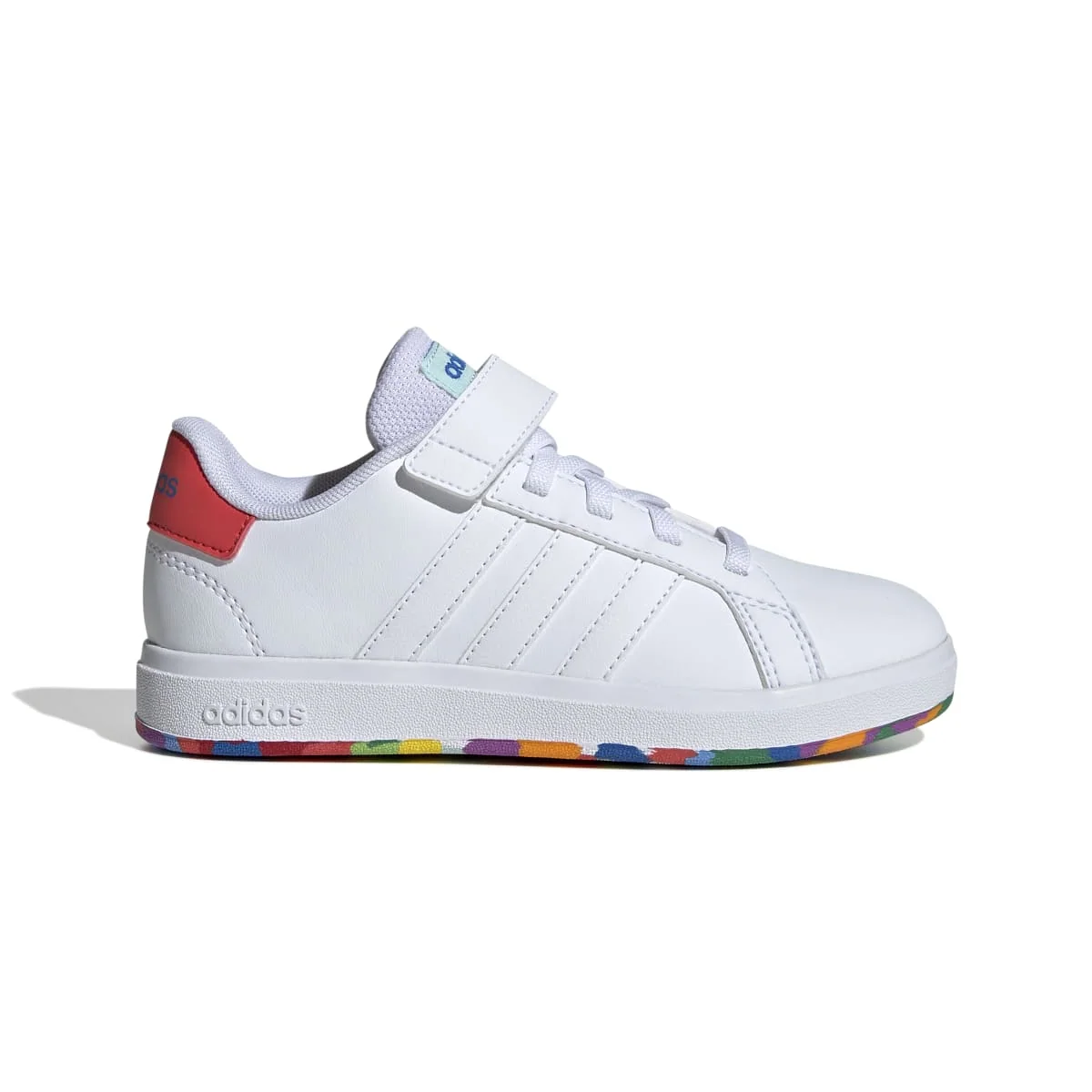 Sneakers bianche da bambino con suola multicolore adidas Grand Court 2.0 EL K