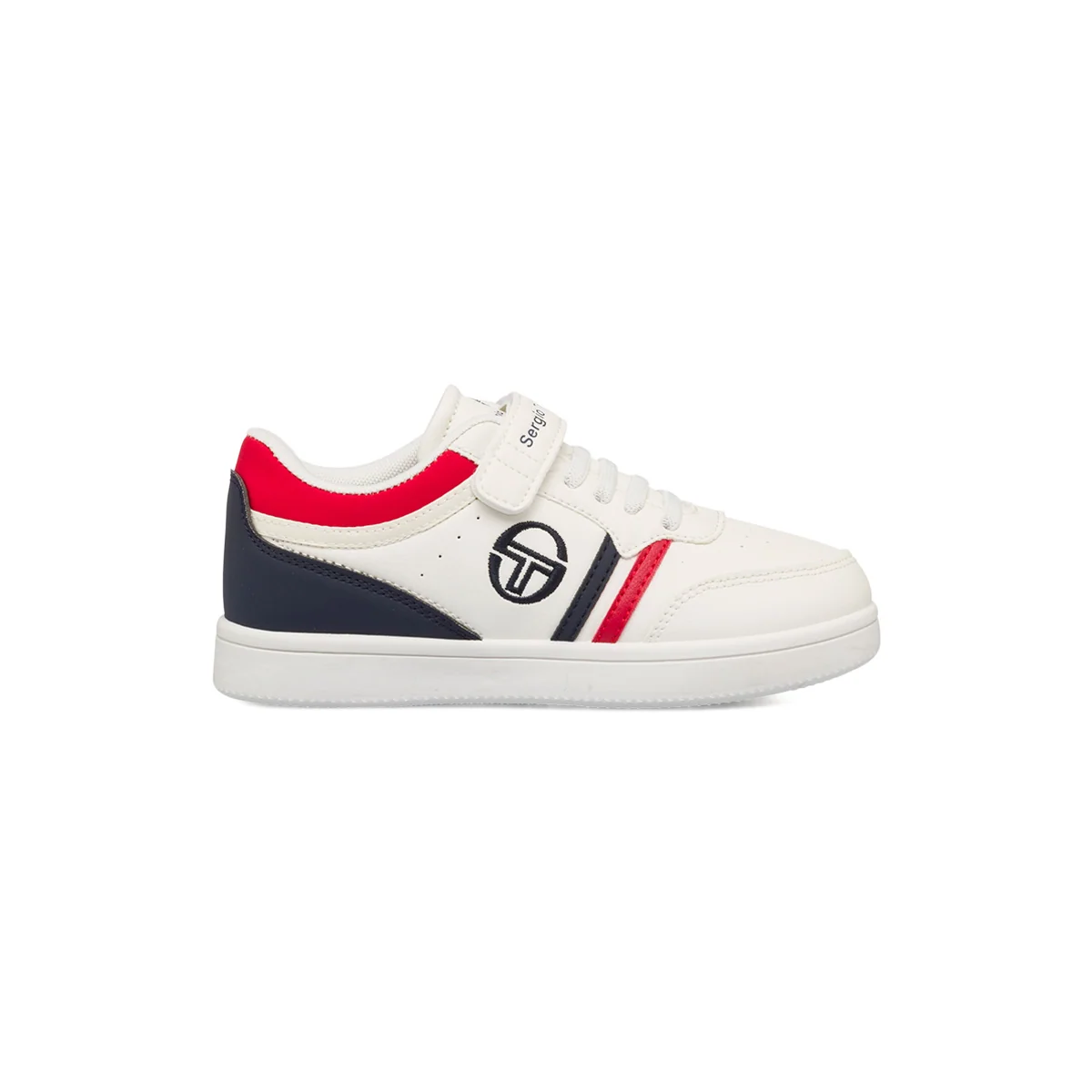 Sneakers bianche da bambino con velcro e dettagli blu e rossi Sergio Tacchini Coby