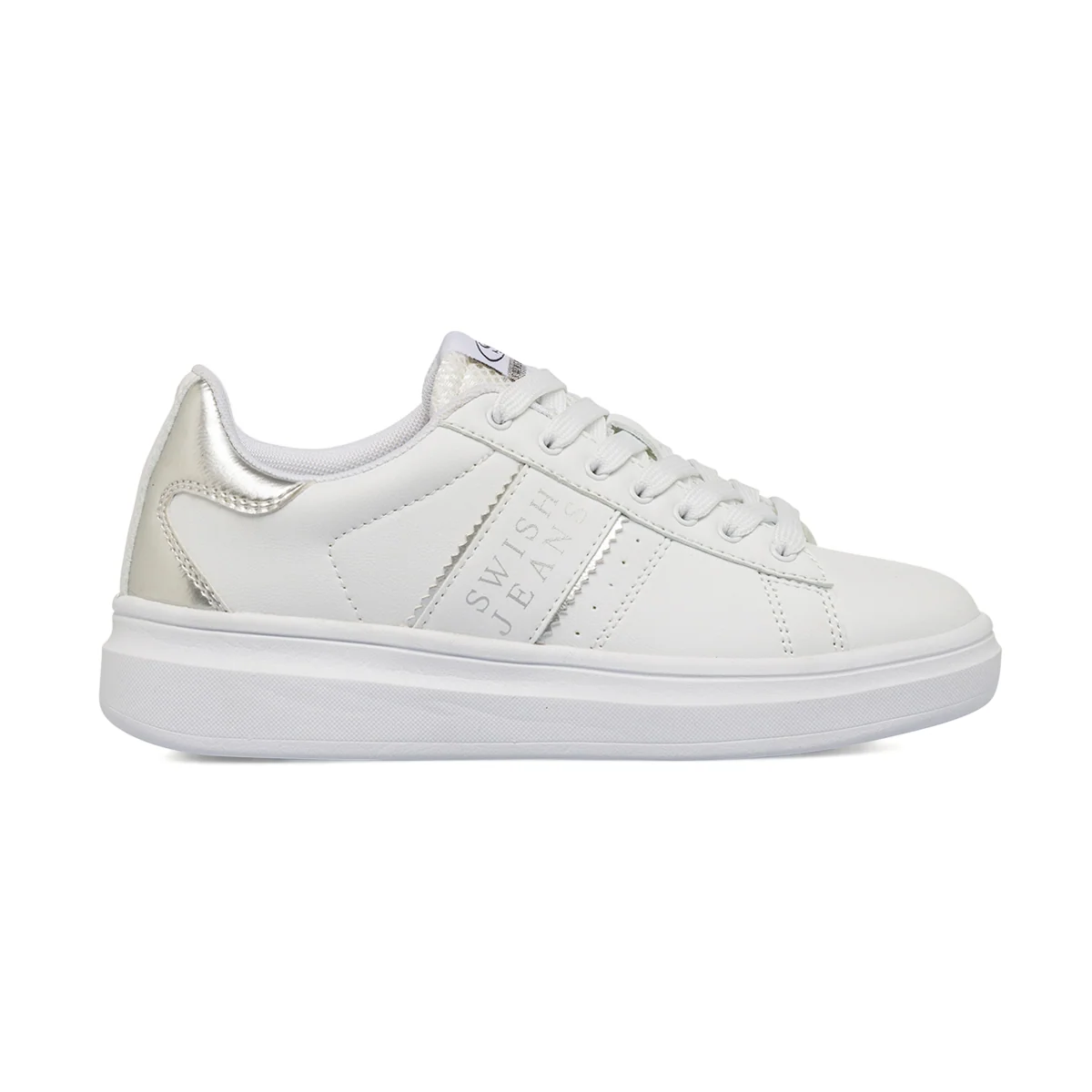 Sneakers bianche da Donna con dettagli argento Swish Jeans
