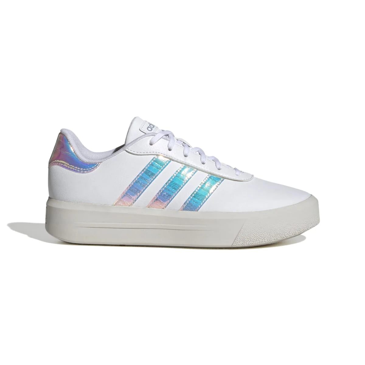 Sneakers bianche da donna con dettagli iridescenti adidas Court Platform