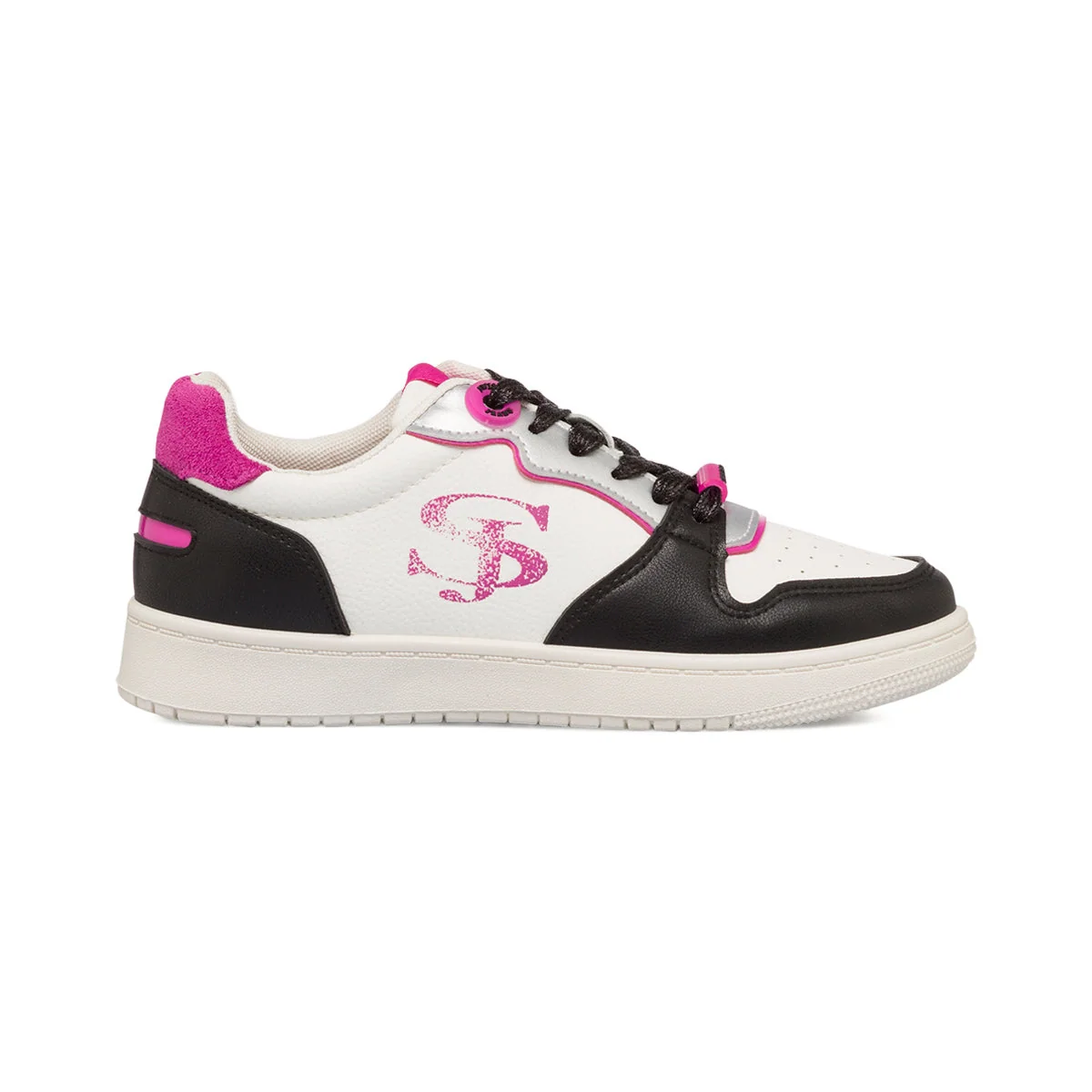 Sneakers bianche da donna con dettagli neri e fucsia Swish Jeans