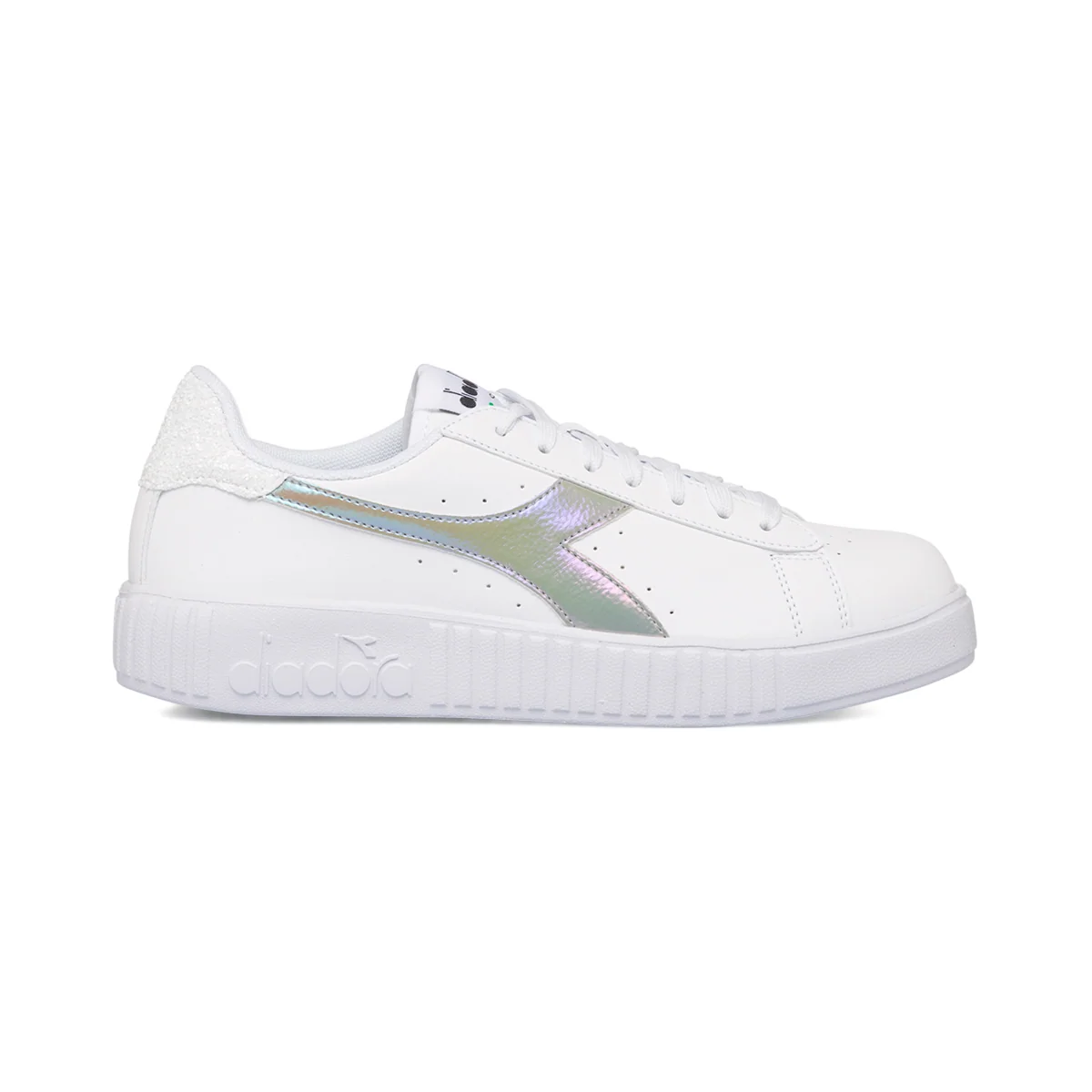 Sneakers bianche da donna con logo laminato Diadora Step P Shimmer