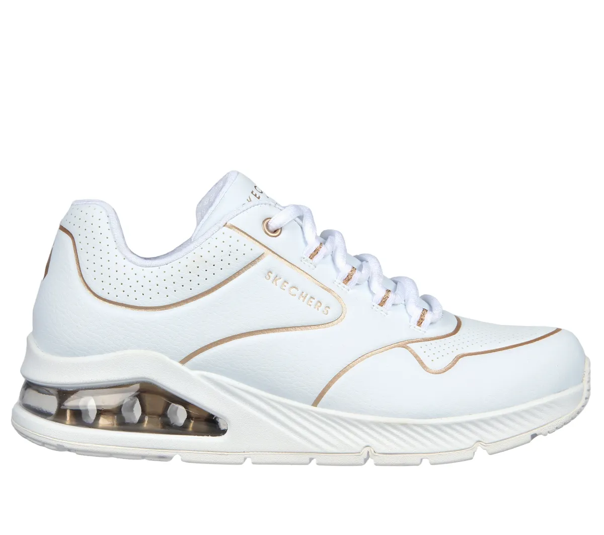 Sneakers bianche da donna con soletta Air-Cooled Memory Foam Skechers Uno 2