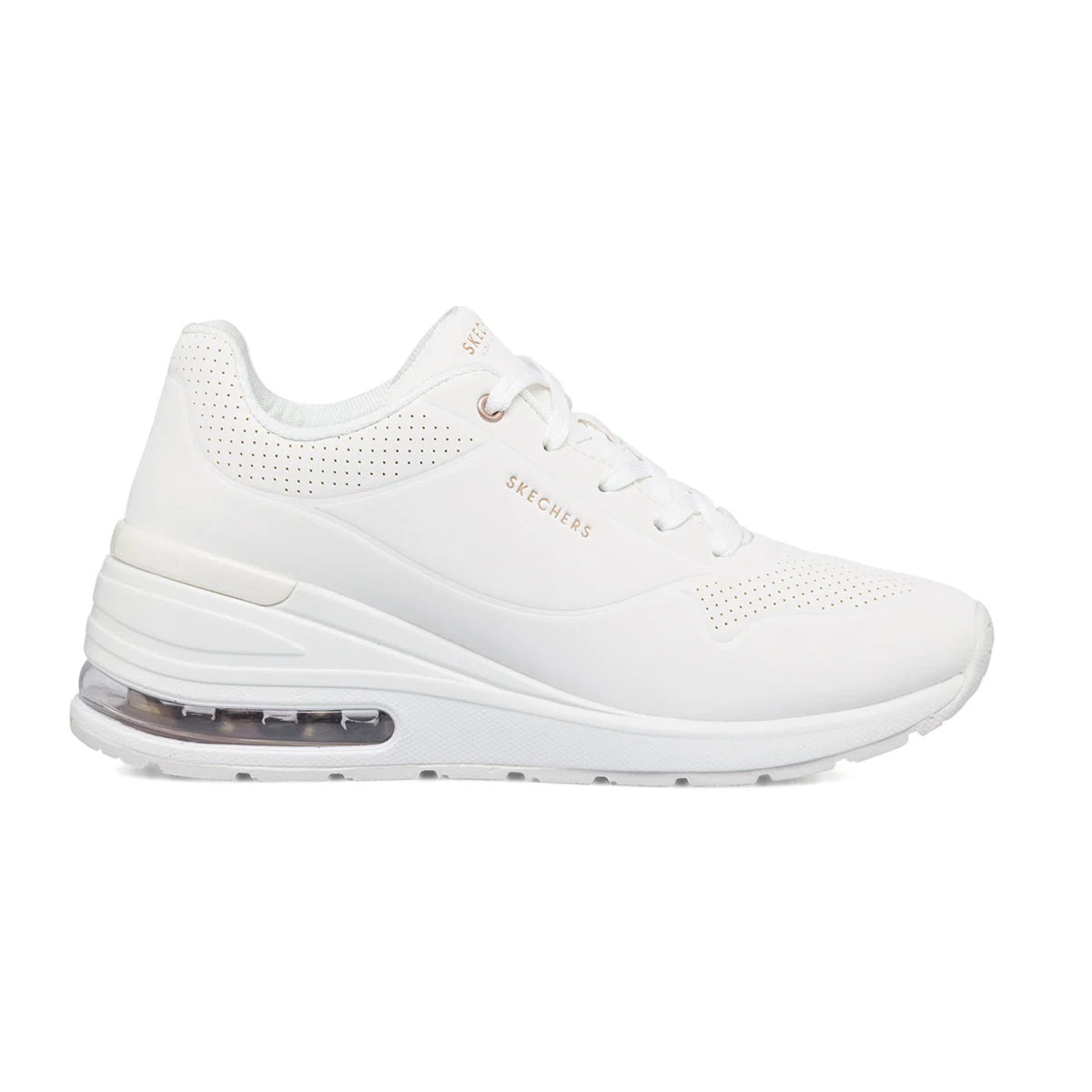Sneakers bianche da donna con zeppa e suola ad aria Skechers Million Air - Elevated Air