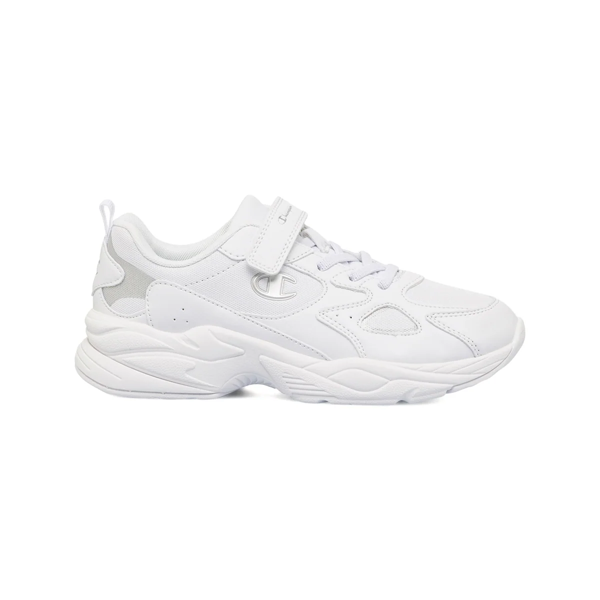 Sneakers bianche da ragazza con dettagli argento e logo Champion Countess G
