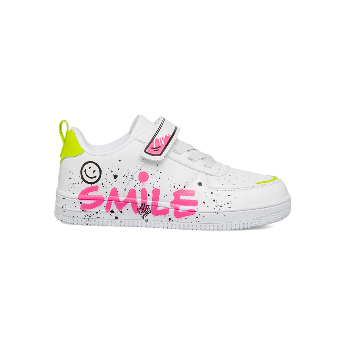Sneakers bianche da ragazza con dettagli rosa e gialli 10 Baci