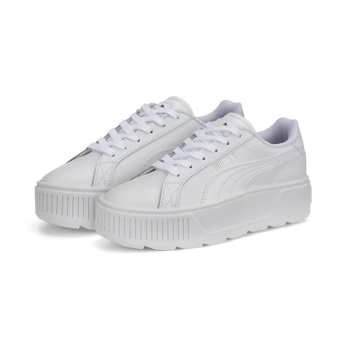 Sneakers bianche da ragazza con suola a zeppa Puma Karmen L Jr