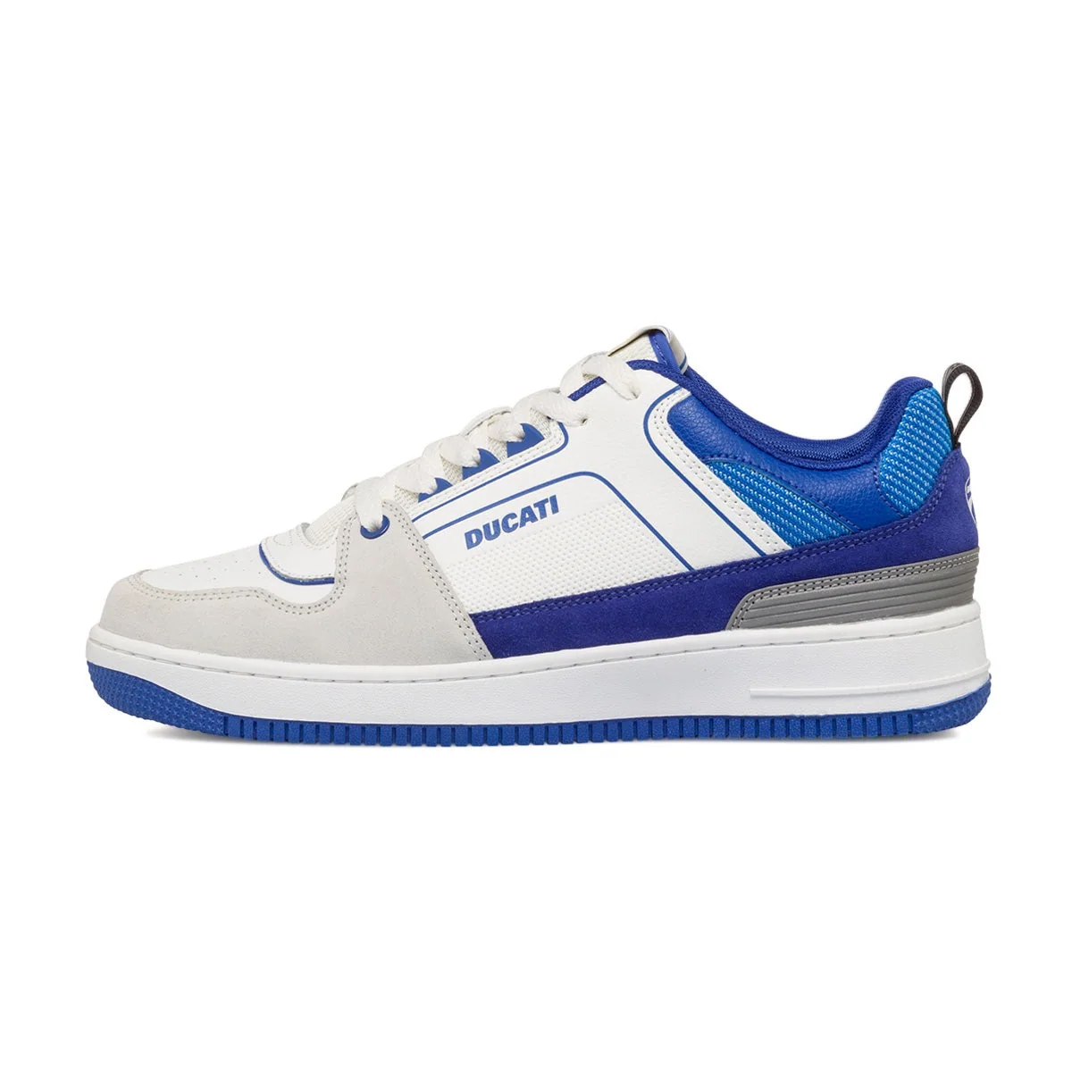 Sneakers bianche da uomo con dettagli blu Ducati Valencia 4