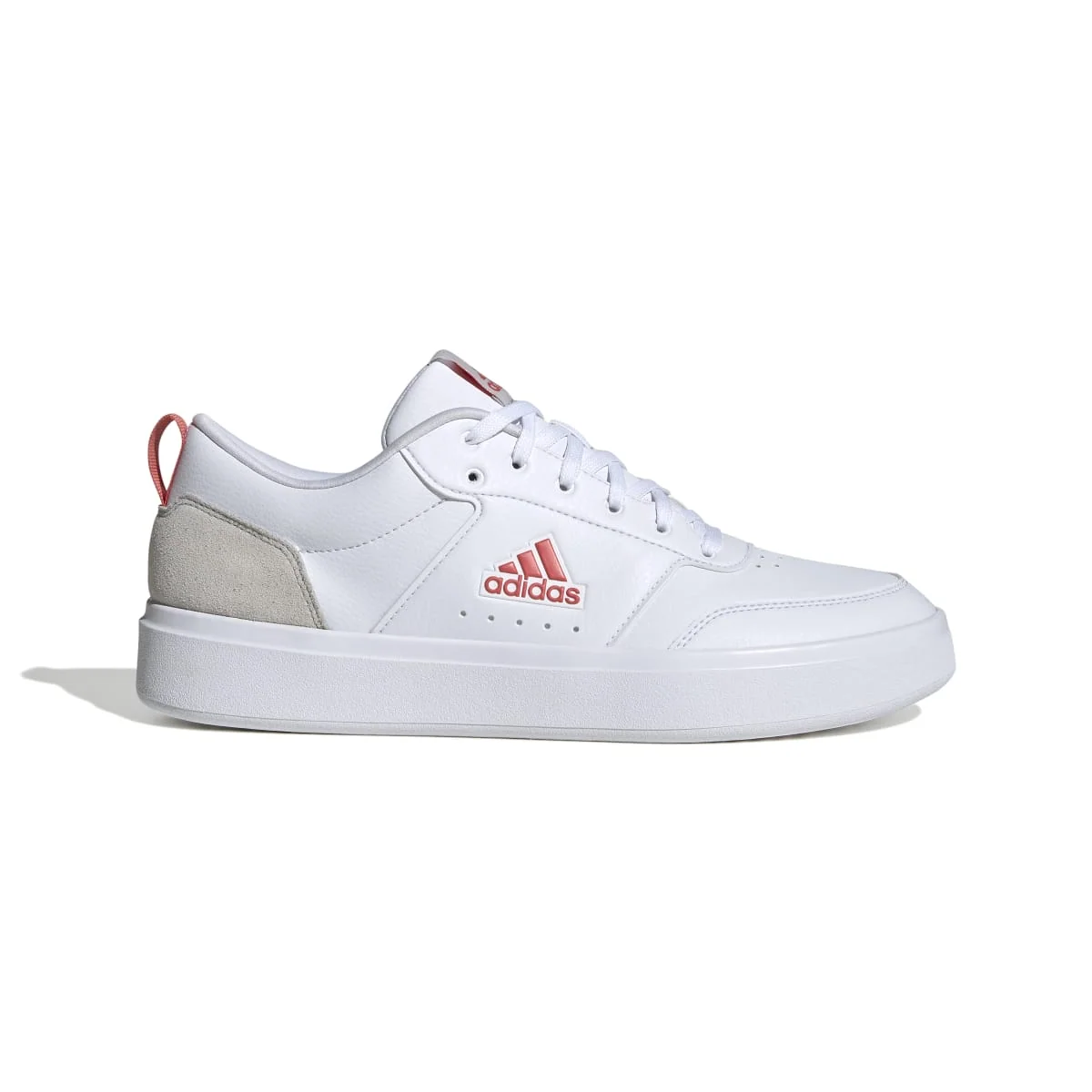 Sneakers bianche da uomo con dettagli rossi e grigi adidas Park ST