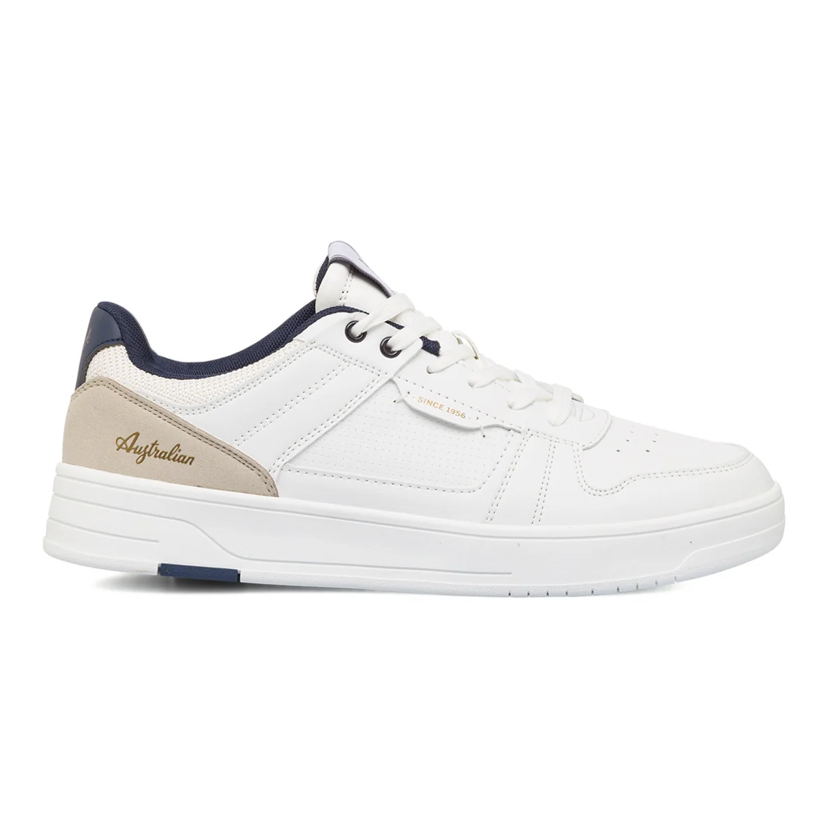 Sneakers bianche da uomo con dettagli simil scamosciato e blu Australian