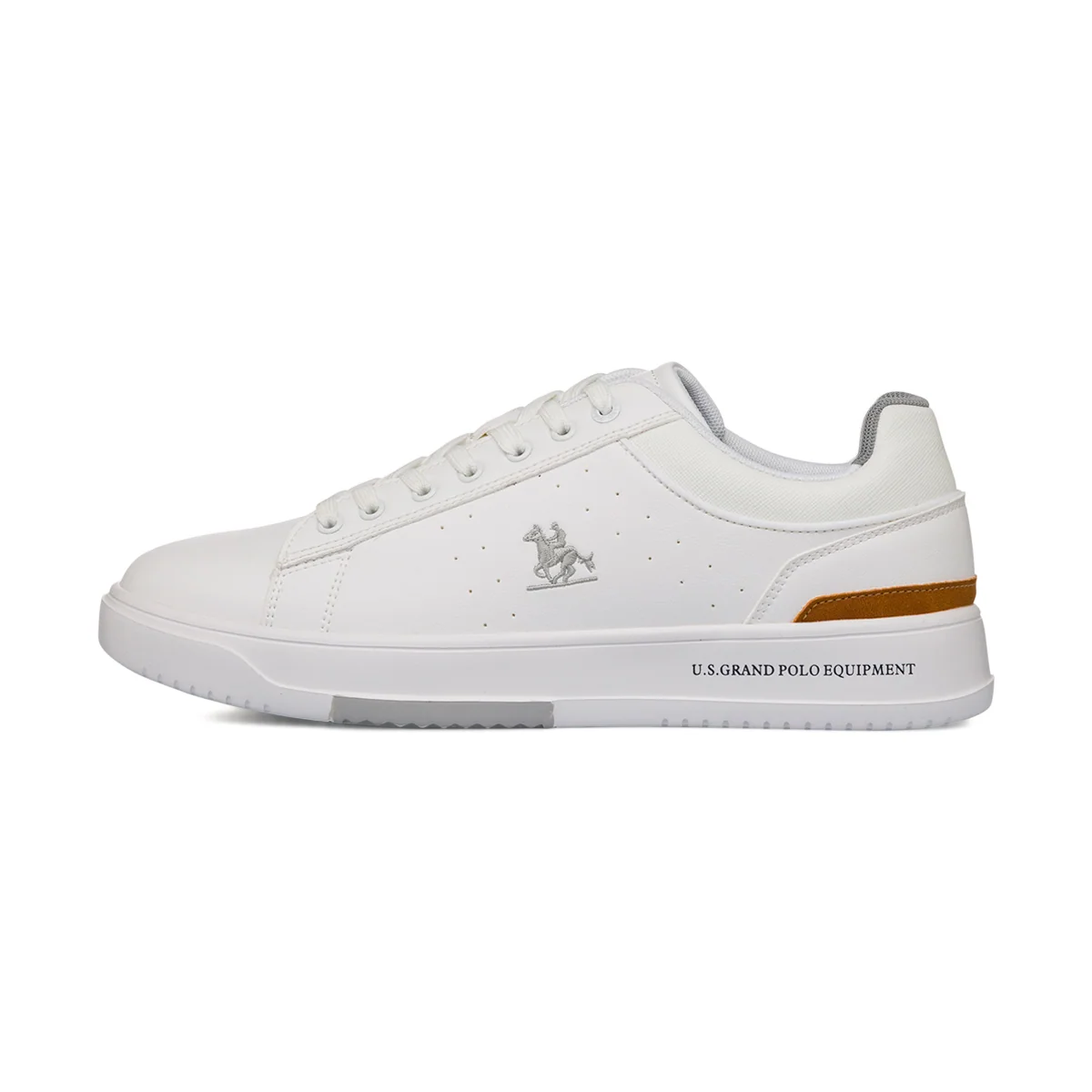 Sneakers bianche da Uomo con dettaglio marrone e logo U.S. Grand Polo