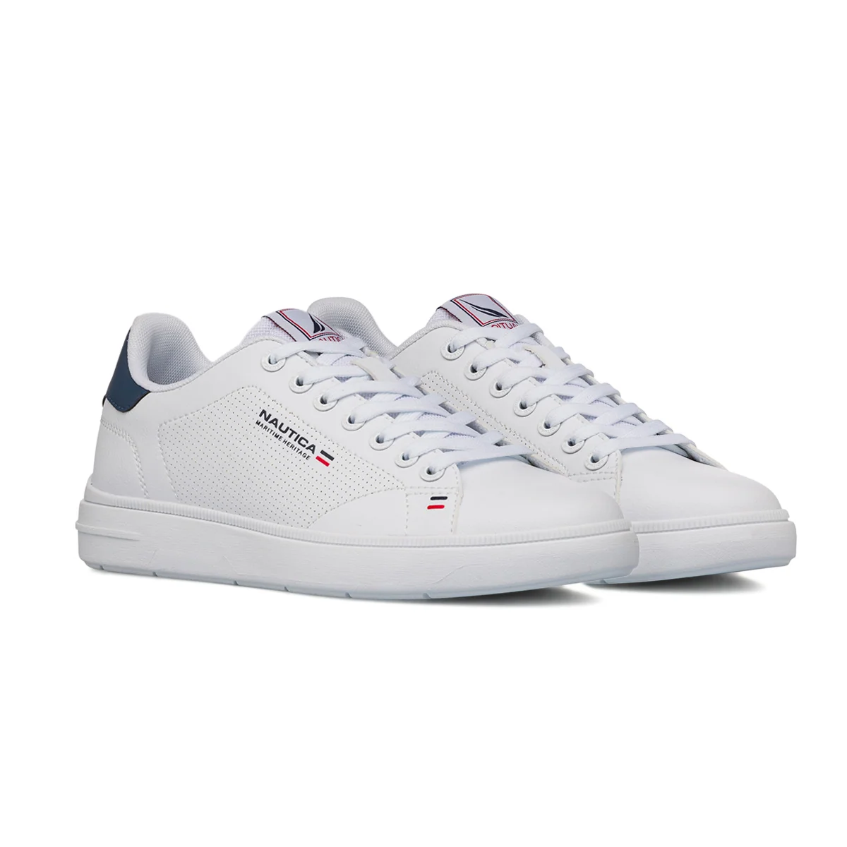 Sneakers bianche da Uomo con inserti blu e logo Nautica