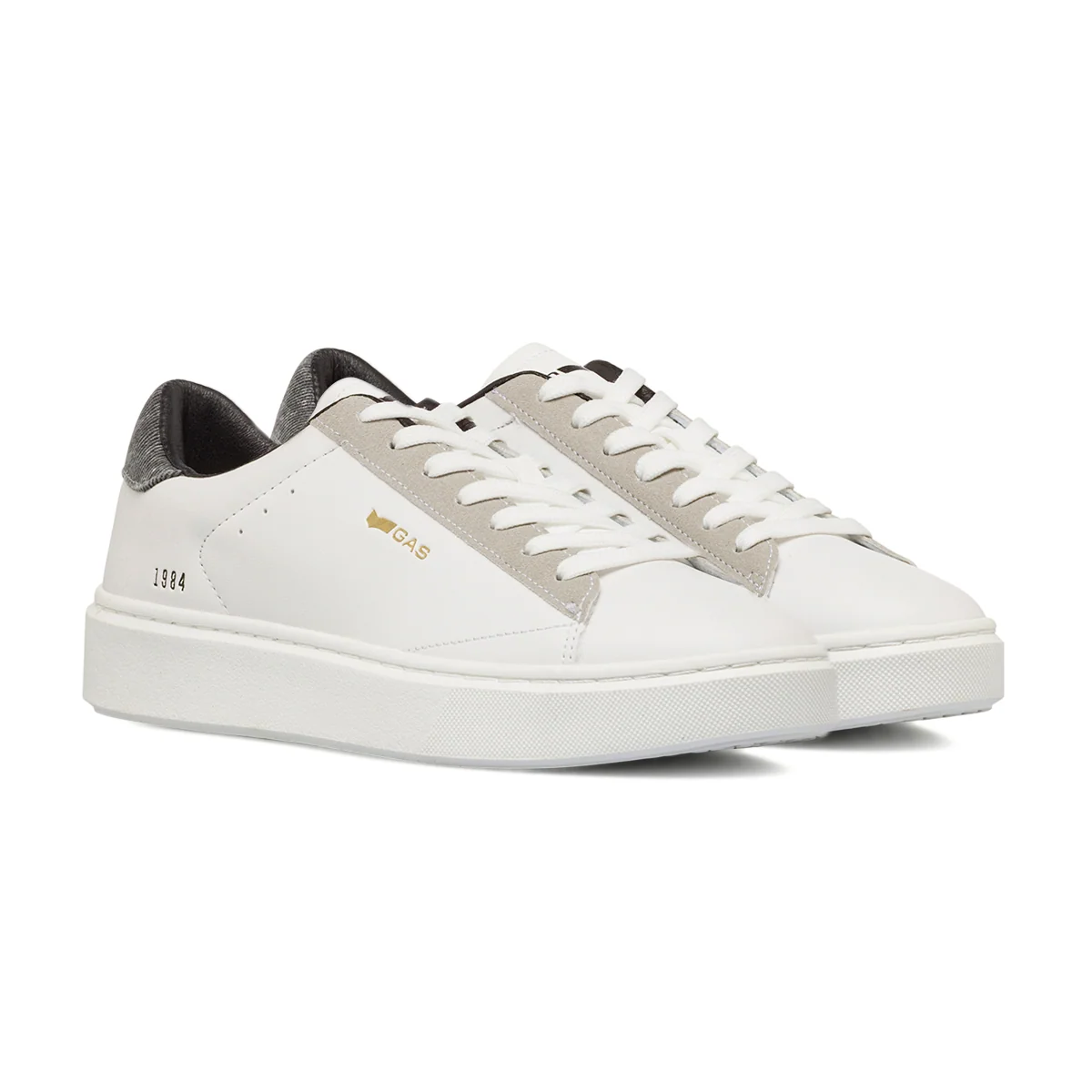 Sneakers bianche da Uomo con inserto in tessuto Gas