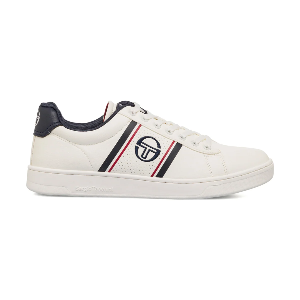 Sneakers bianche da uomo con logo blu a contrasto Sergio Tacchini