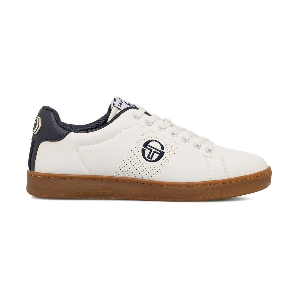 Sneakers bianche da uomo con logo blu a contrasto Sergio Tacchini