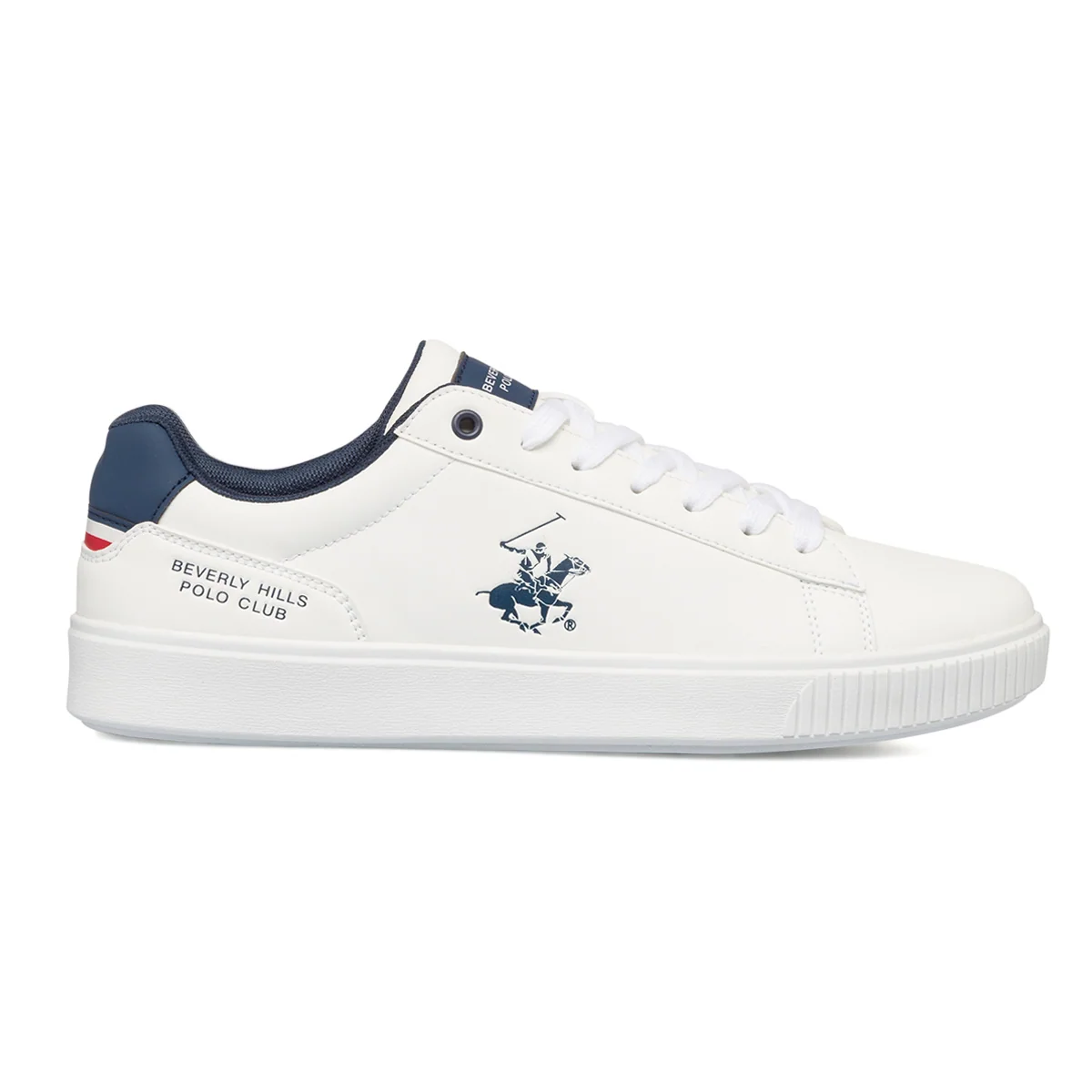 Sneakers bianche da uomo con logo laterale Beverly Hills Polo Club