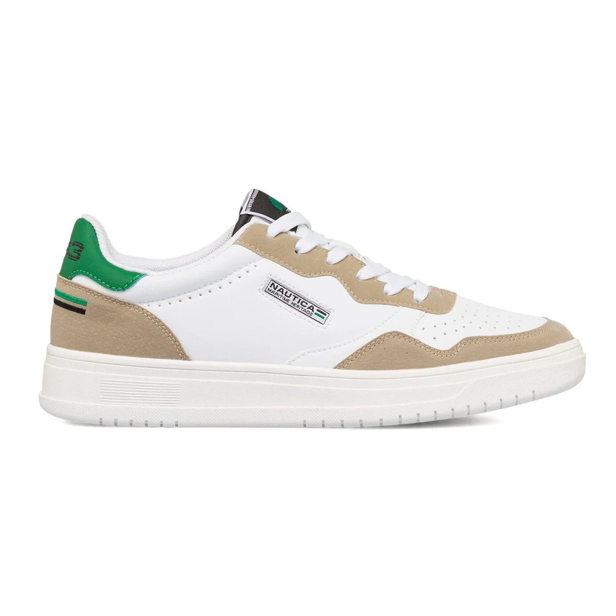 Sneakers bianche da uomo con logo laterale e dettagli traforati Nautica