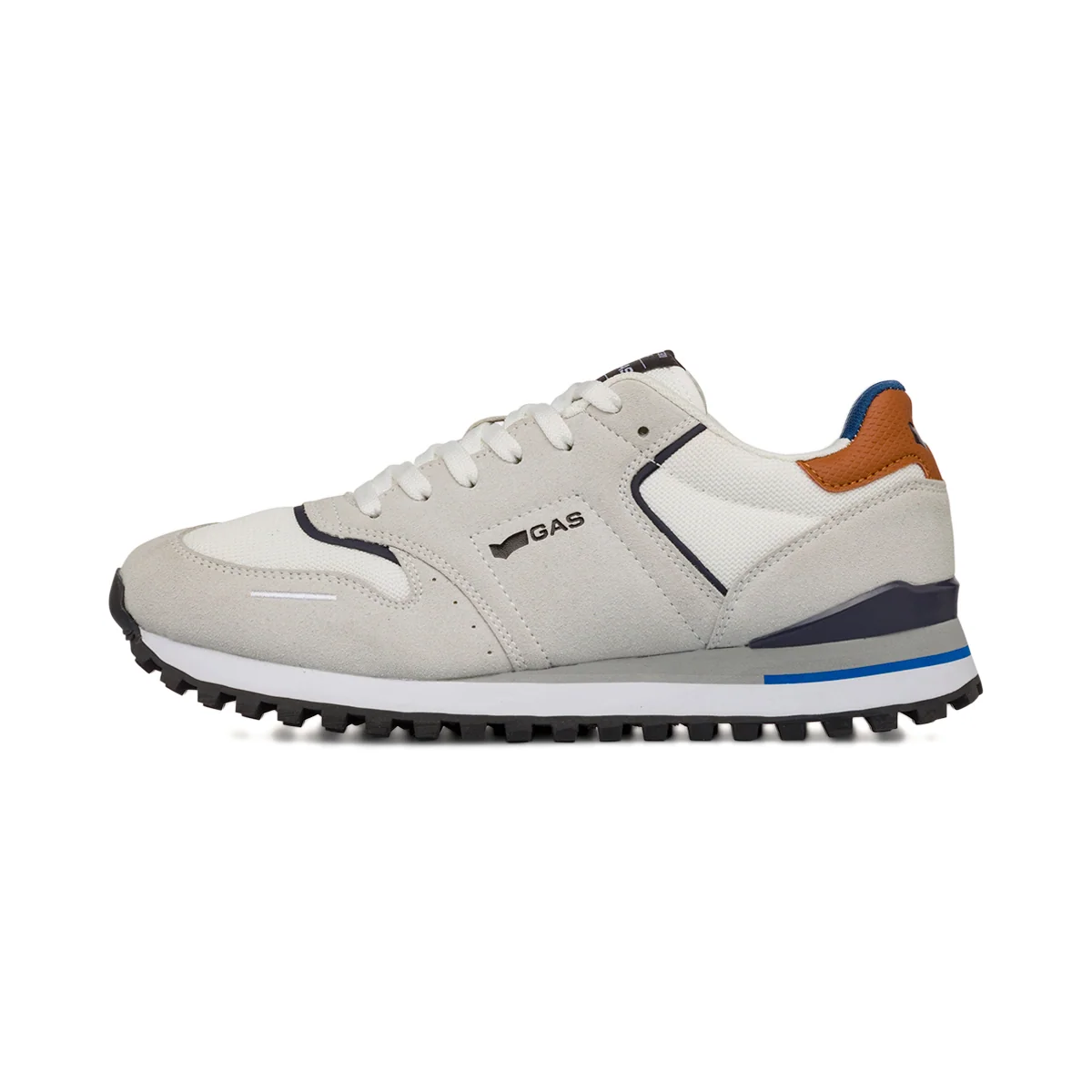 Sneakers bianche da Uomo con rifiniture blu Gas