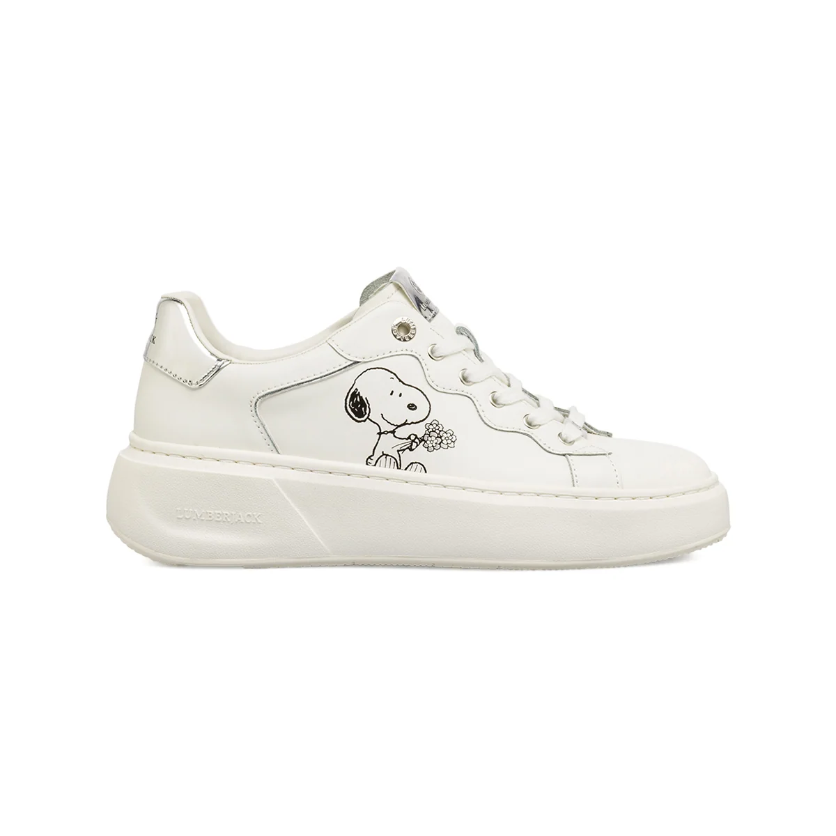 Sneakers Bianche Donna con suola platform Snoopy Peanuts Lumberjack