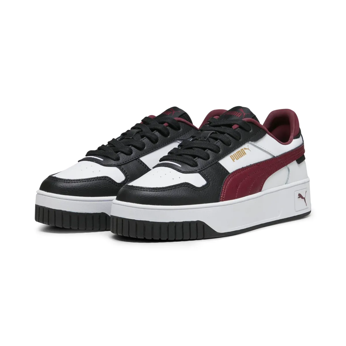 Sneakers bianche e nere da donna con zeppa Puma Carina Street