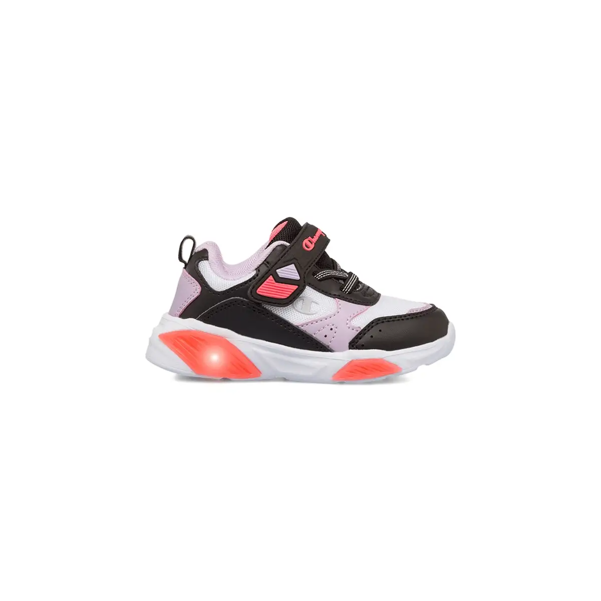Sneakers bianche e nere Primi Passi Bambina con luci nella suola Champion Wave