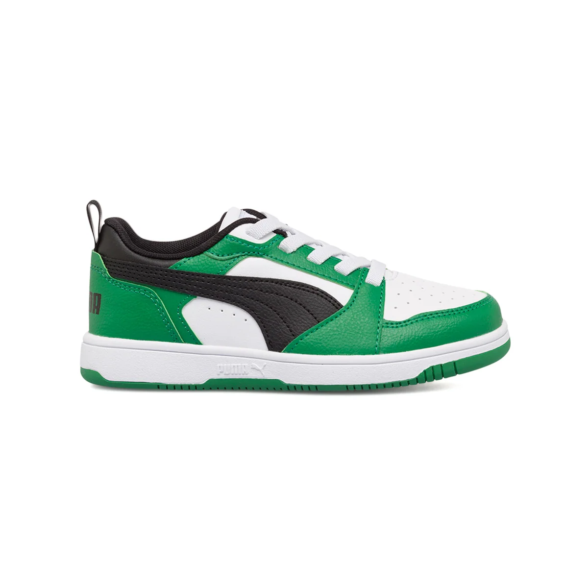Sneakers bianche e verdi da bambina Puma Rebound v6 Lo AC PS