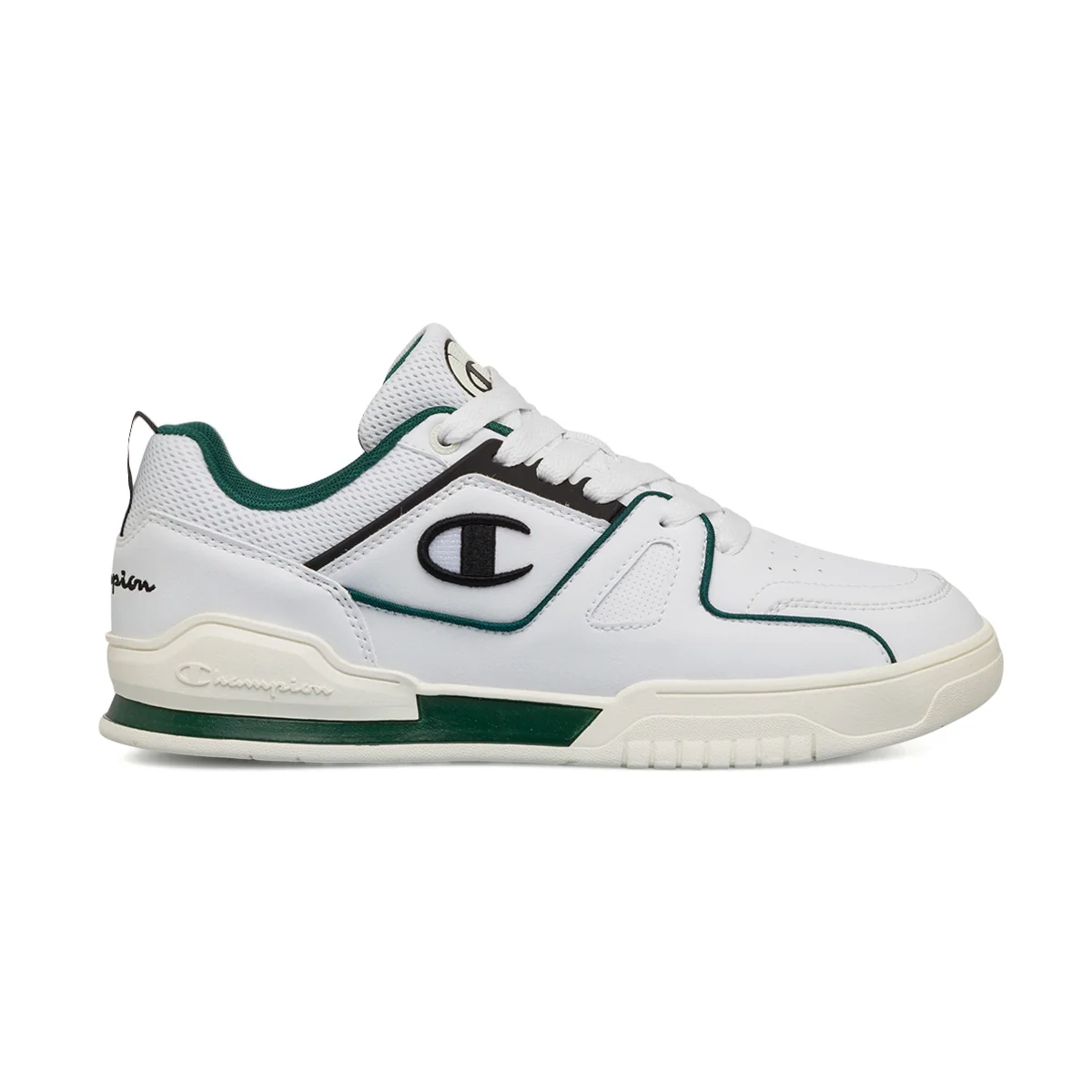 Sneakers bianche e verdi da uomo con logo laterale Champion 3 Point Low