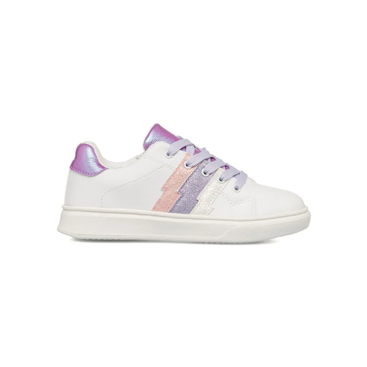 Sneakers bianche e viola da ragazza con glitter 10 Baci