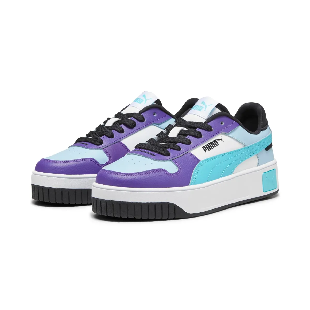 Sneakers bianche, viola e azzurre da ragazza con maxi-suola Puma Carina Street Jr