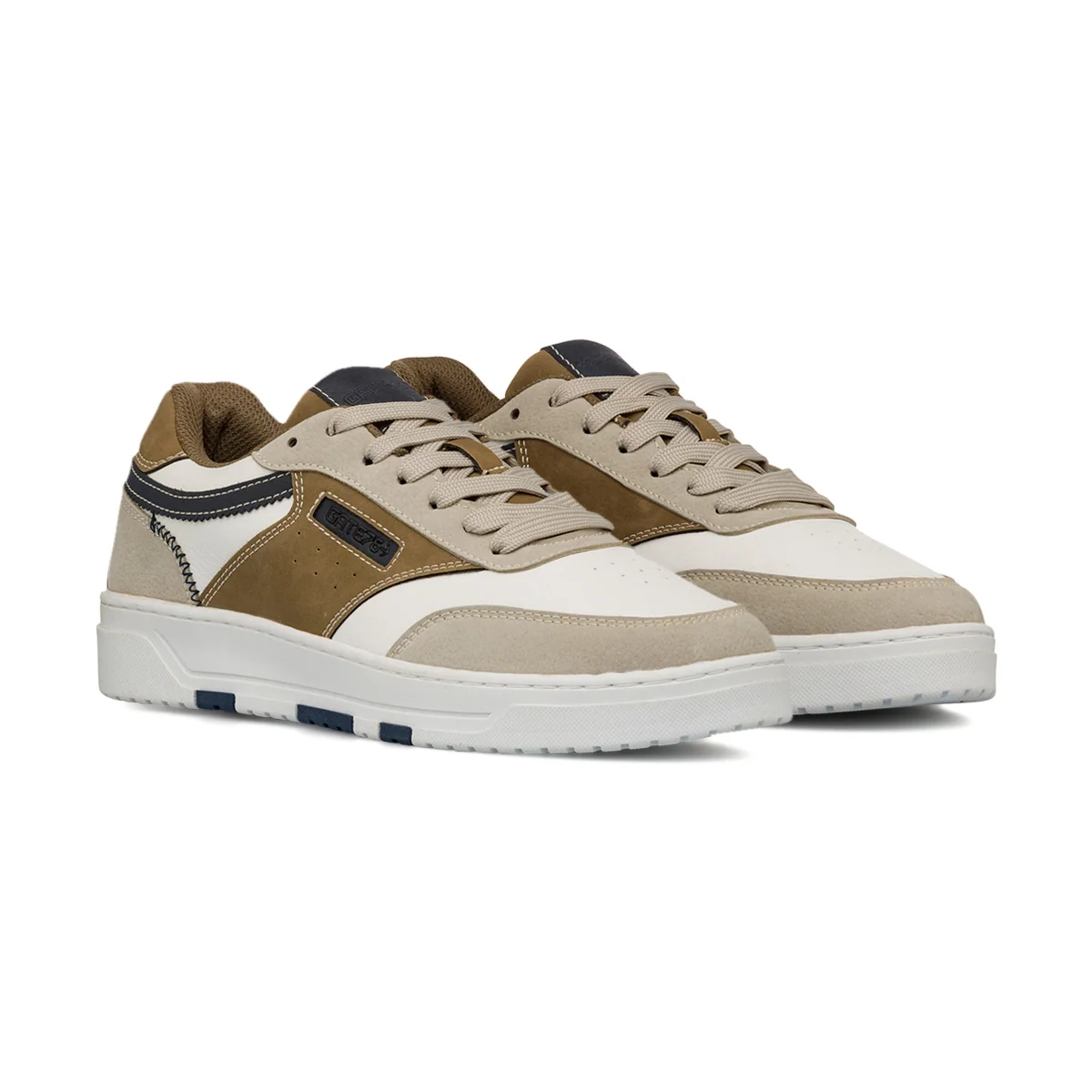 Sneakers bicolore bianco e taupe da Uomo con logo Gate 76