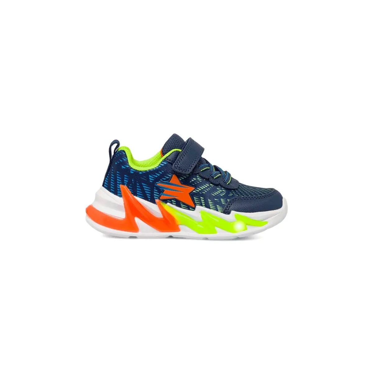 Sneakers blu Bambino con luci con velcro e dettagli neon Birilli & Monelli